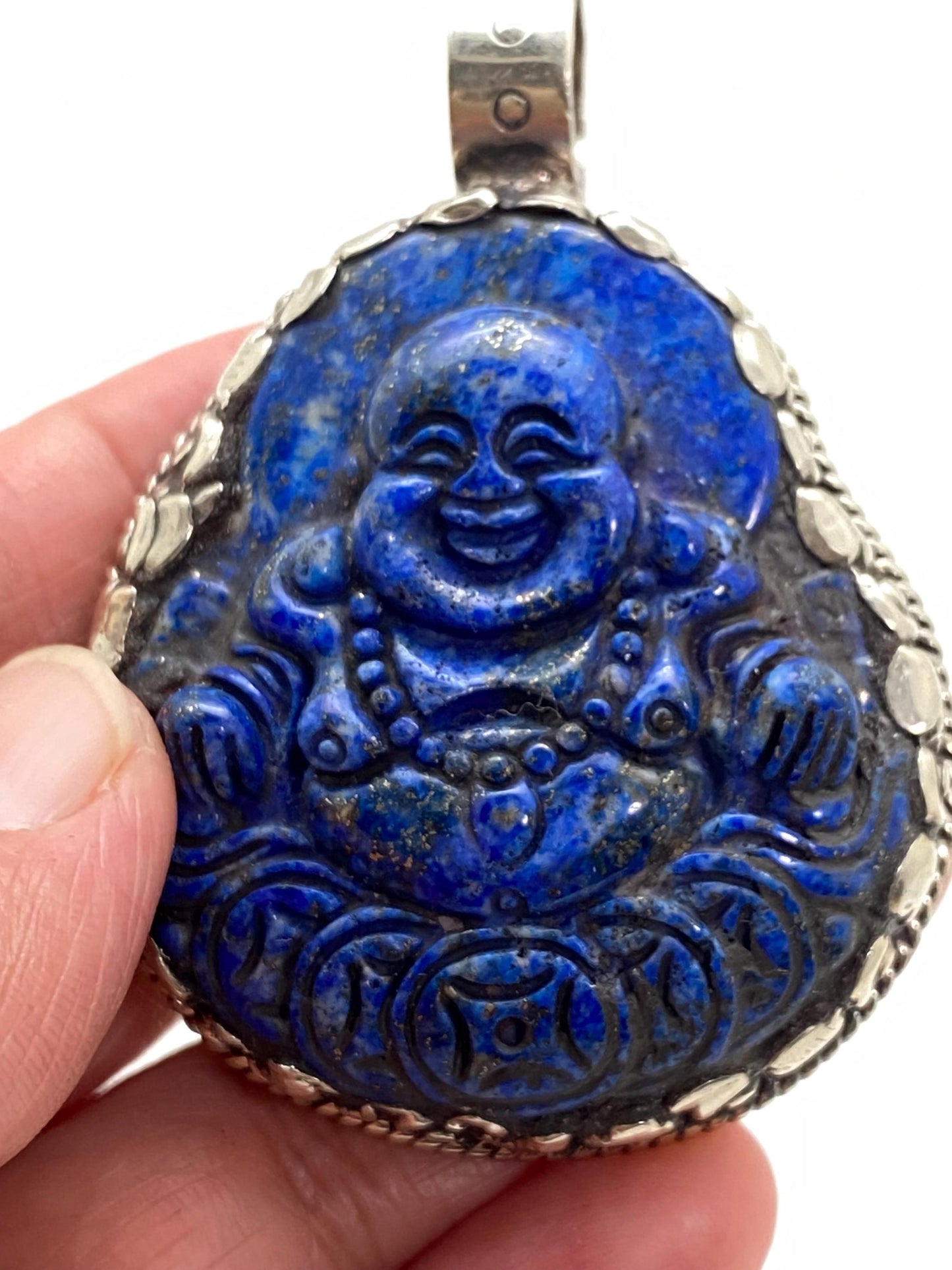 Happy Buddha, laughing Buddha,lapis lazuli ,handcrafted,Tibetan silver,Goodluck,prosperity,