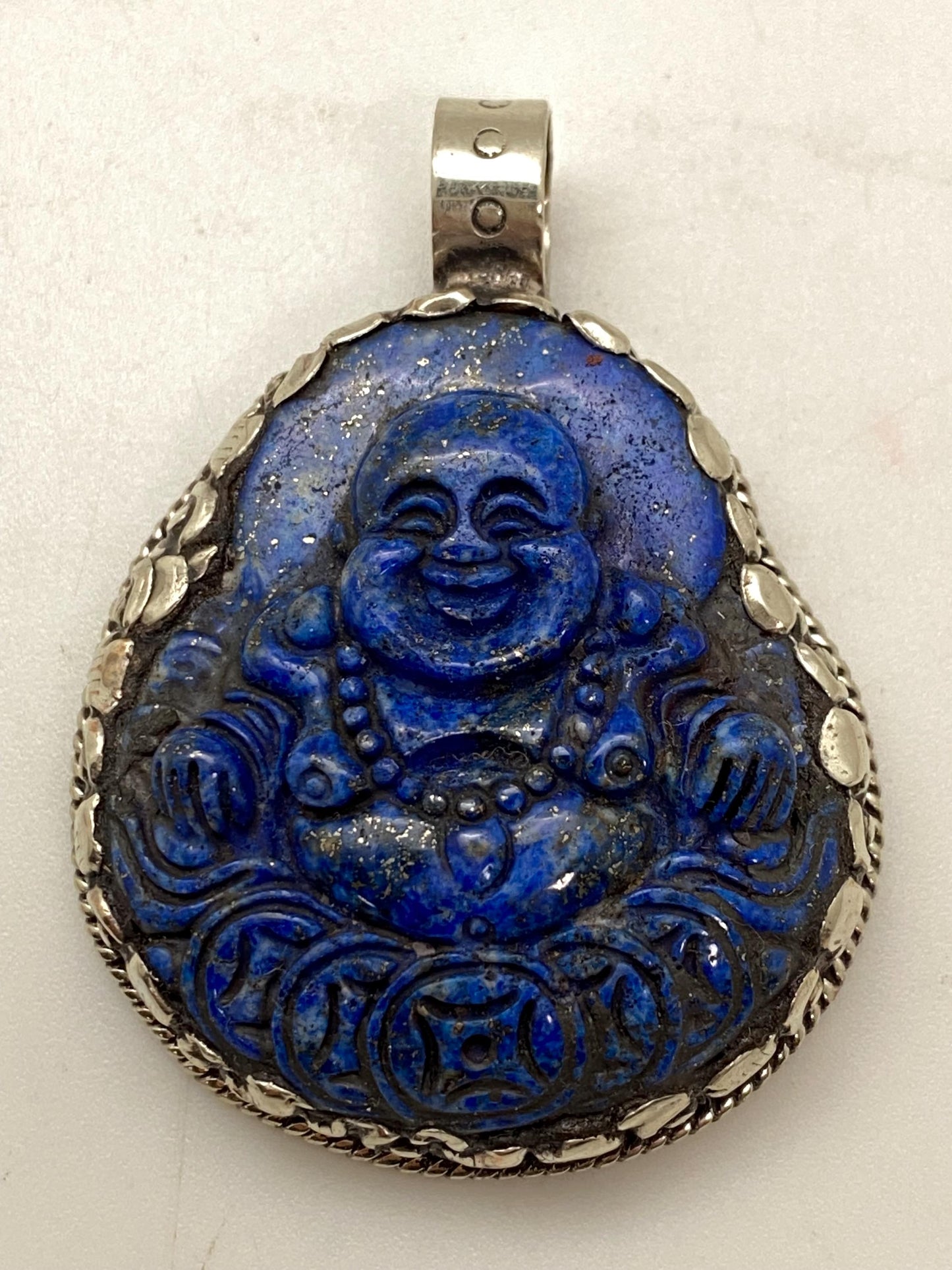Happy Buddha, laughing Buddha,lapis lazuli ,handcrafted,Tibetan silver,Goodluck,prosperity,