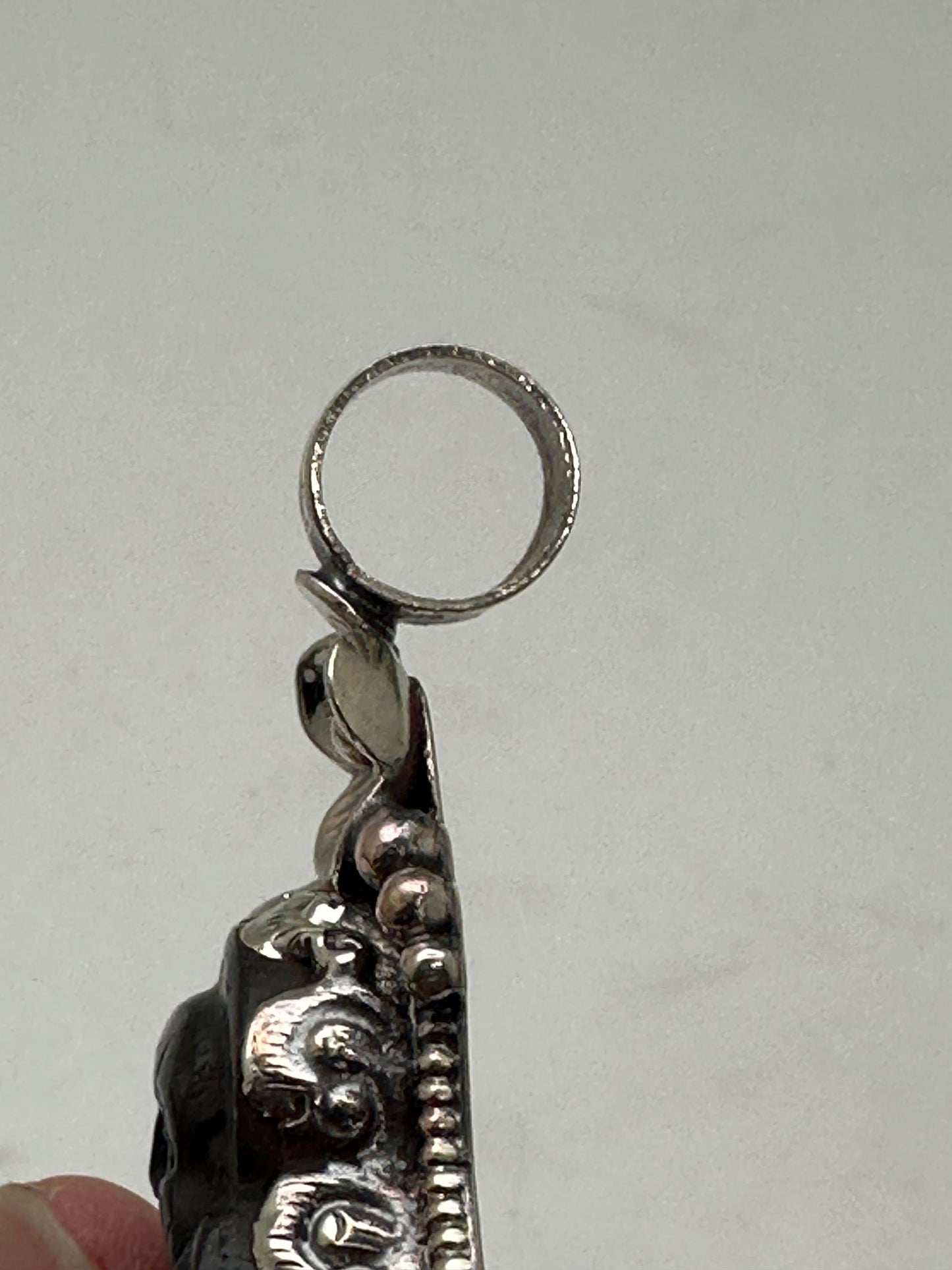 Laughing Buddha,Labradorite carved, Happy Buddha,Tibetan silver,Handcrafted,Flower ,Nepalese,Prosperity,luck