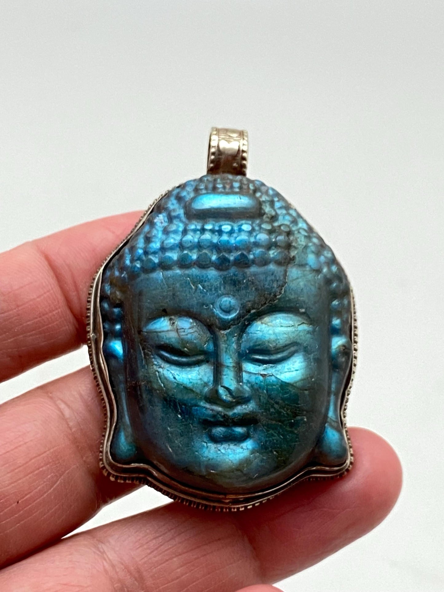 Buddha pendant,Labradorite carved Buddha pendant,handcrafted,Tibetan silver,spiritual, meditation,amulet,Buddhist,Himalayan,Nepalese