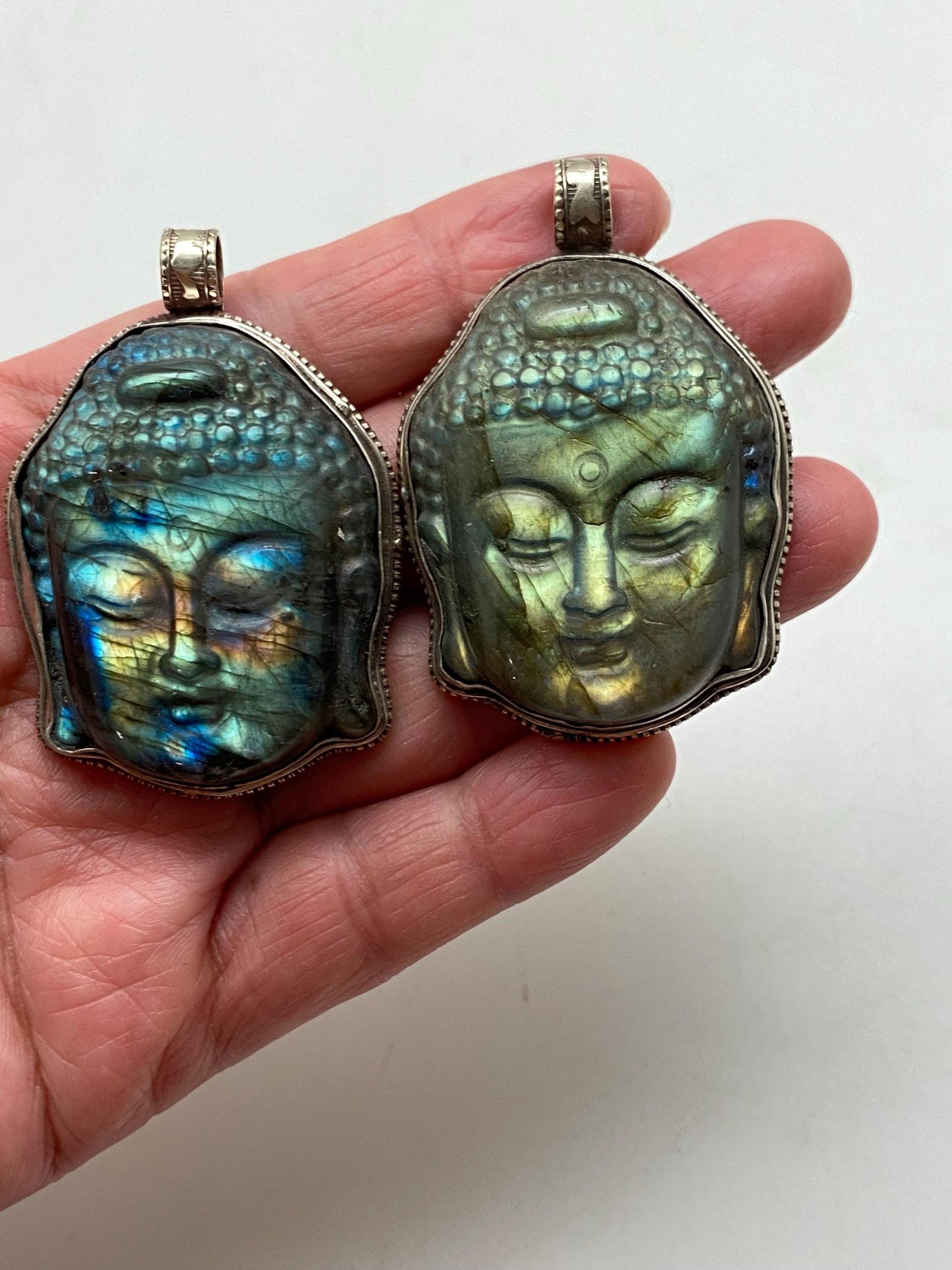 Buddha pendant,Labradorite carved Buddha pendant,handcrafted,Tibetan silver,spiritual, meditation,amulet,Buddhist,Himalayan,Nepalese
