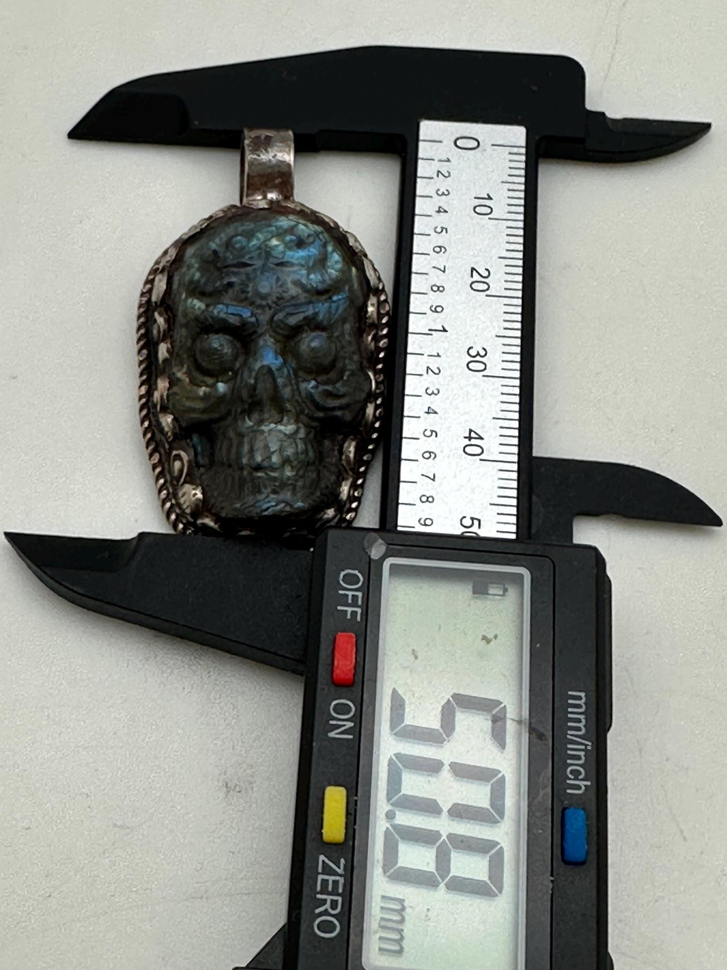 Labradorite carved skull pendant, handcrafted, Tibetan silver, ethnic style,Himalayan, Nepalese