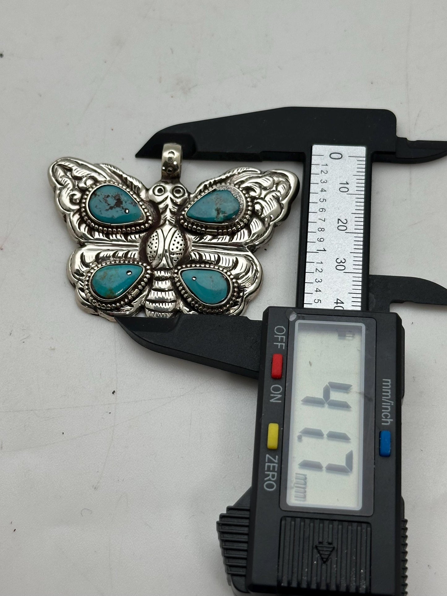 Handcrafted Turquoise Butterfly Pendant: Tibetan Silver, Nepalese Design