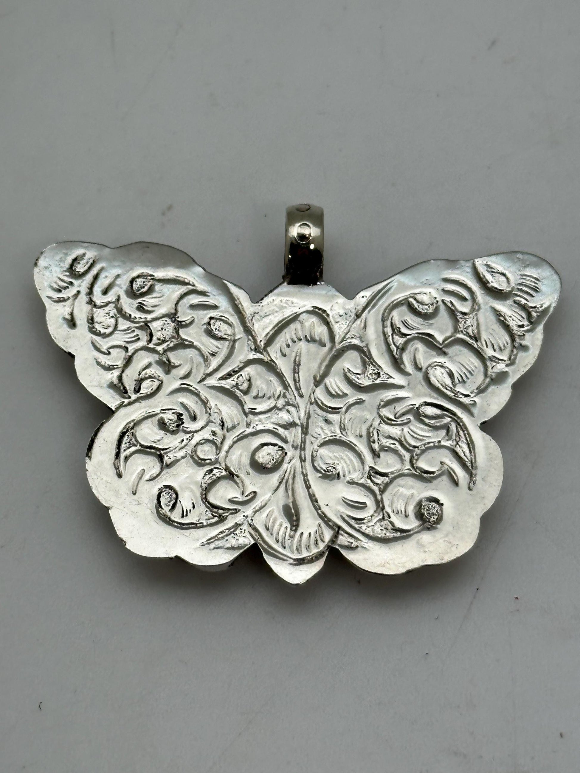 Handcrafted Turquoise Butterfly Pendant: Tibetan Silver, Nepalese Design