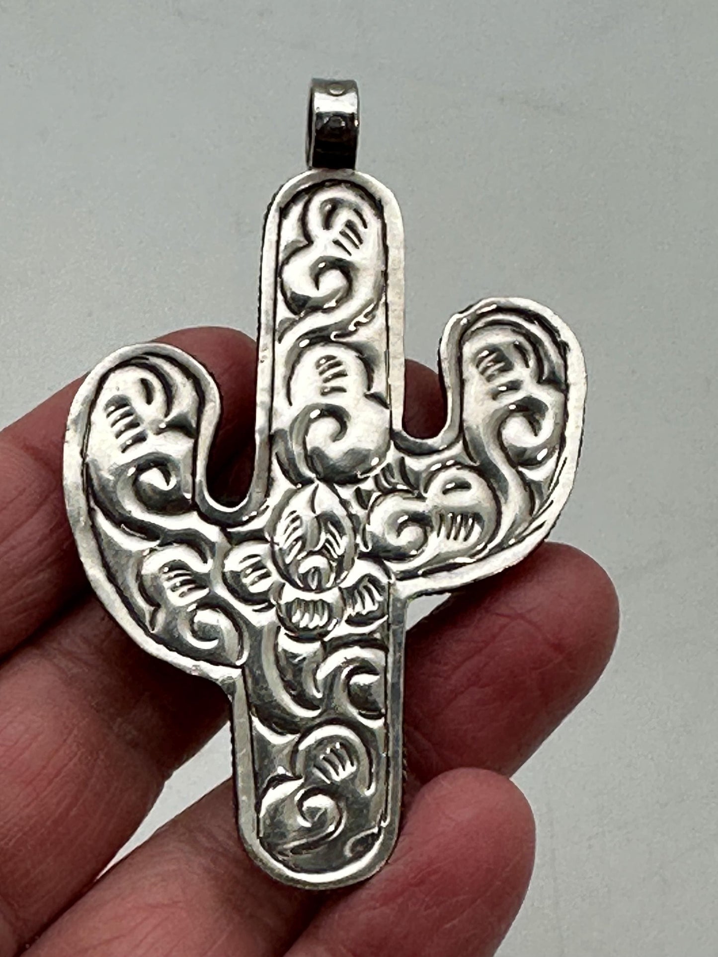 Cactus pendant, Turquoise pendant,Handcrafted , Tibetan silver, Nepalese