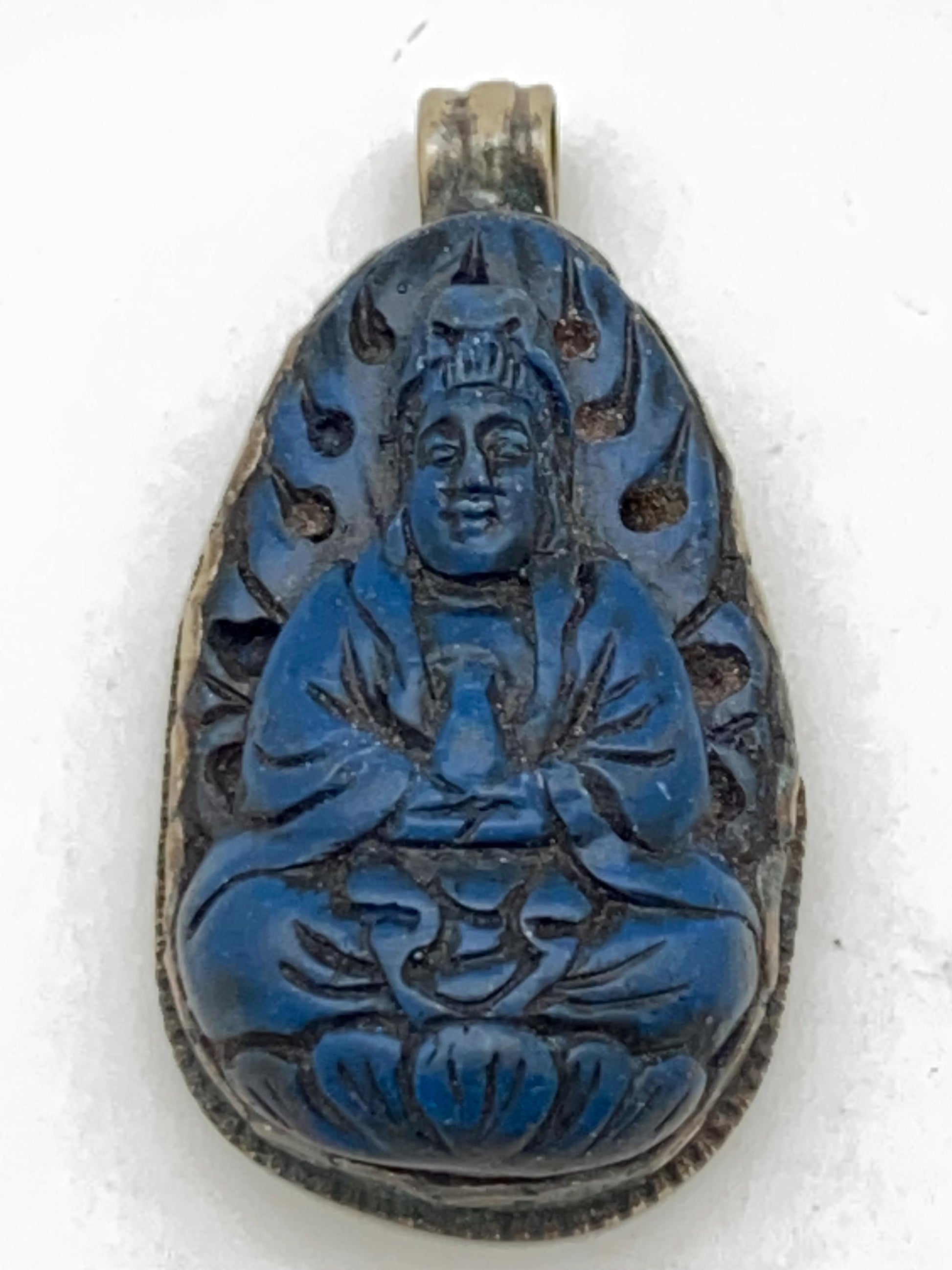 Buddha pendant, bone carved Buddha, handcrafted, Tibetan silver, Spiritual ,amulet ,Himalayan ,Nepalese