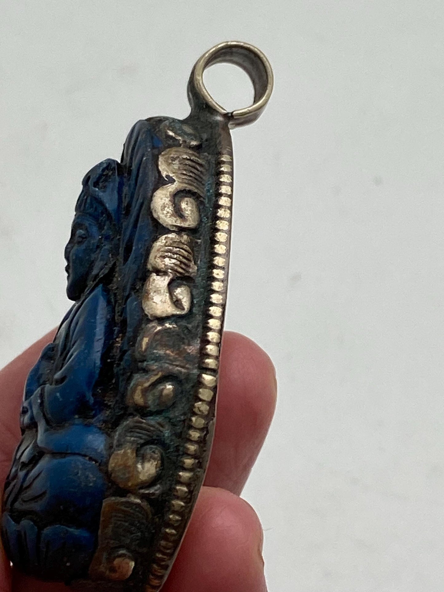 Buddha pendant, bone carved Buddha, handcrafted, Tibetan silver, Spiritual ,amulet ,Himalayan ,Nepalese