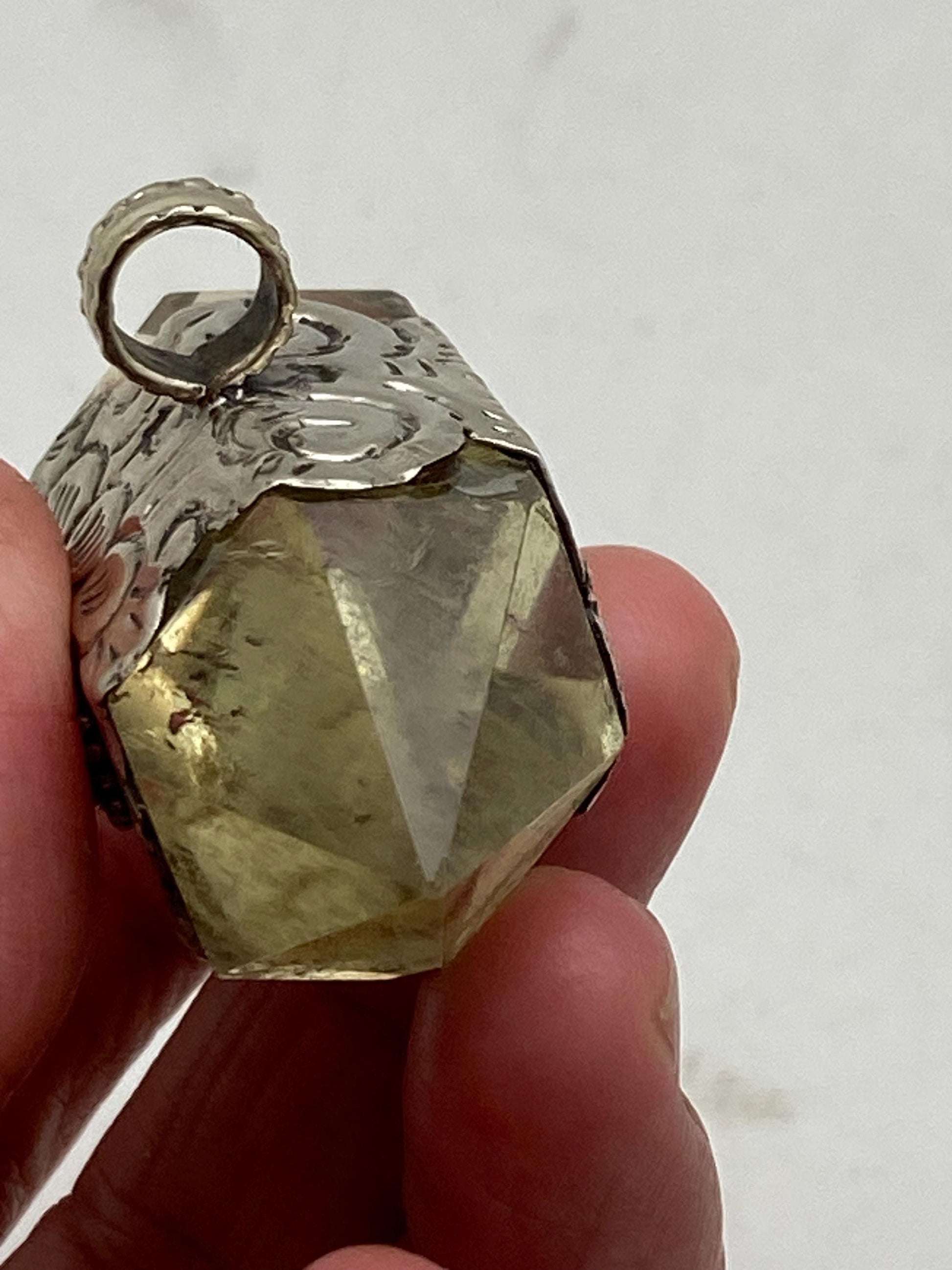 Handcrafted Citrine & Turquoise Pendant: Tibetan Silver, Nepalese Design