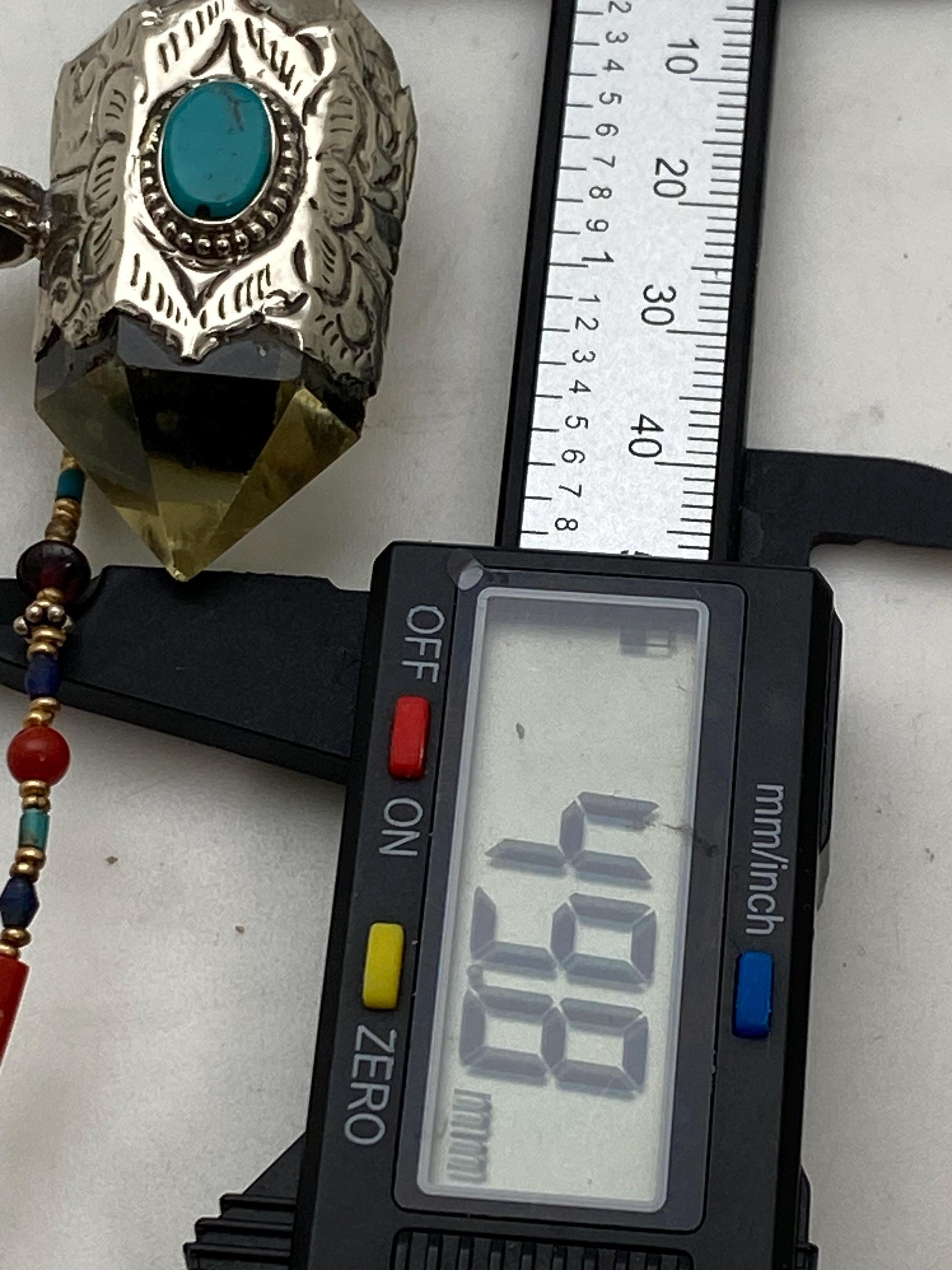Handcrafted Citrine & Turquoise Pendant: Tibetan Silver, Nepalese Design