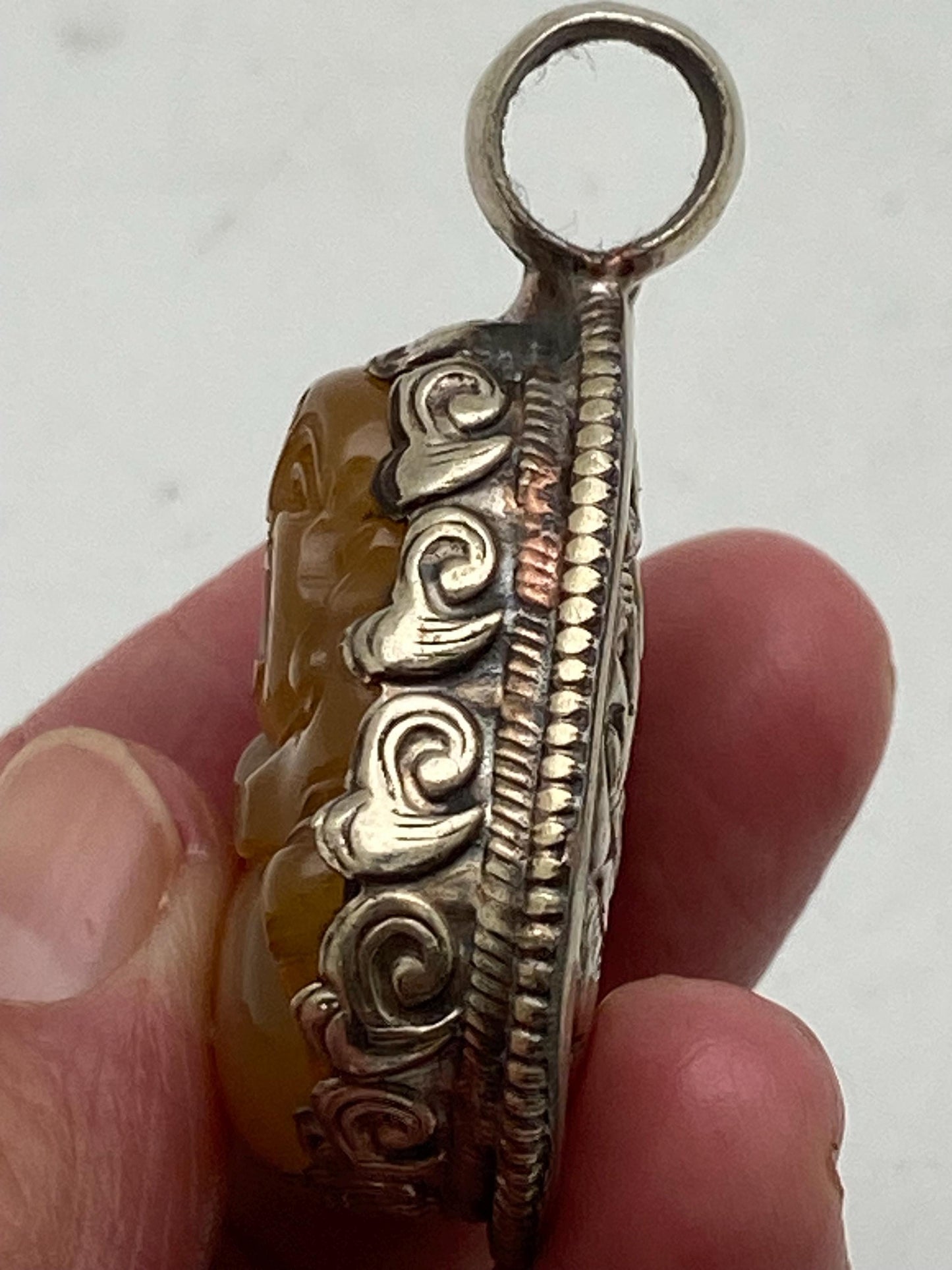 Happy Buddha,Laughing Buddha,Handcrafted, Tibetan silver,Carnilian,Lucky,prosperity,Nepalese