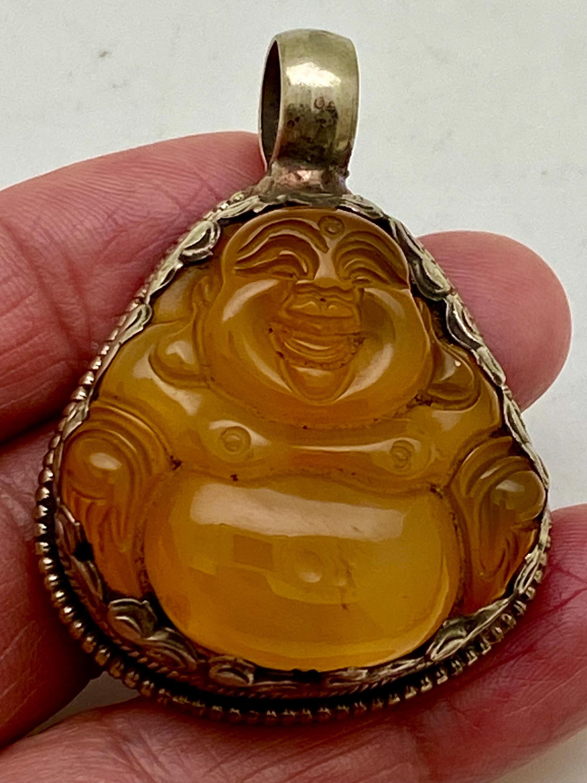 Happy Buddha,Laughing Buddha,Handcrafted, Tibetan silver,Carnilian,Lucky,prosperity,Nepalese