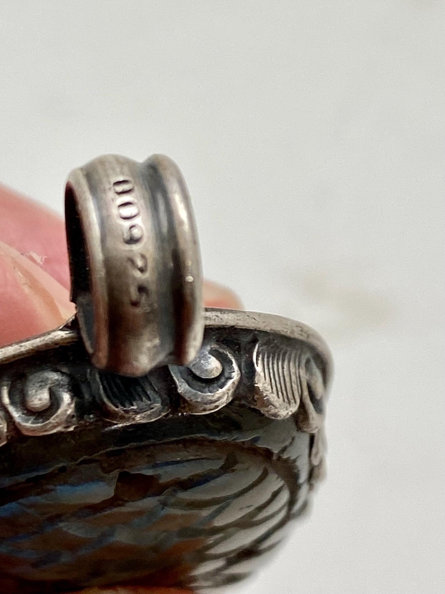 labradorite carved wing pendant, handcrafted, Sterling silver, Nepalese