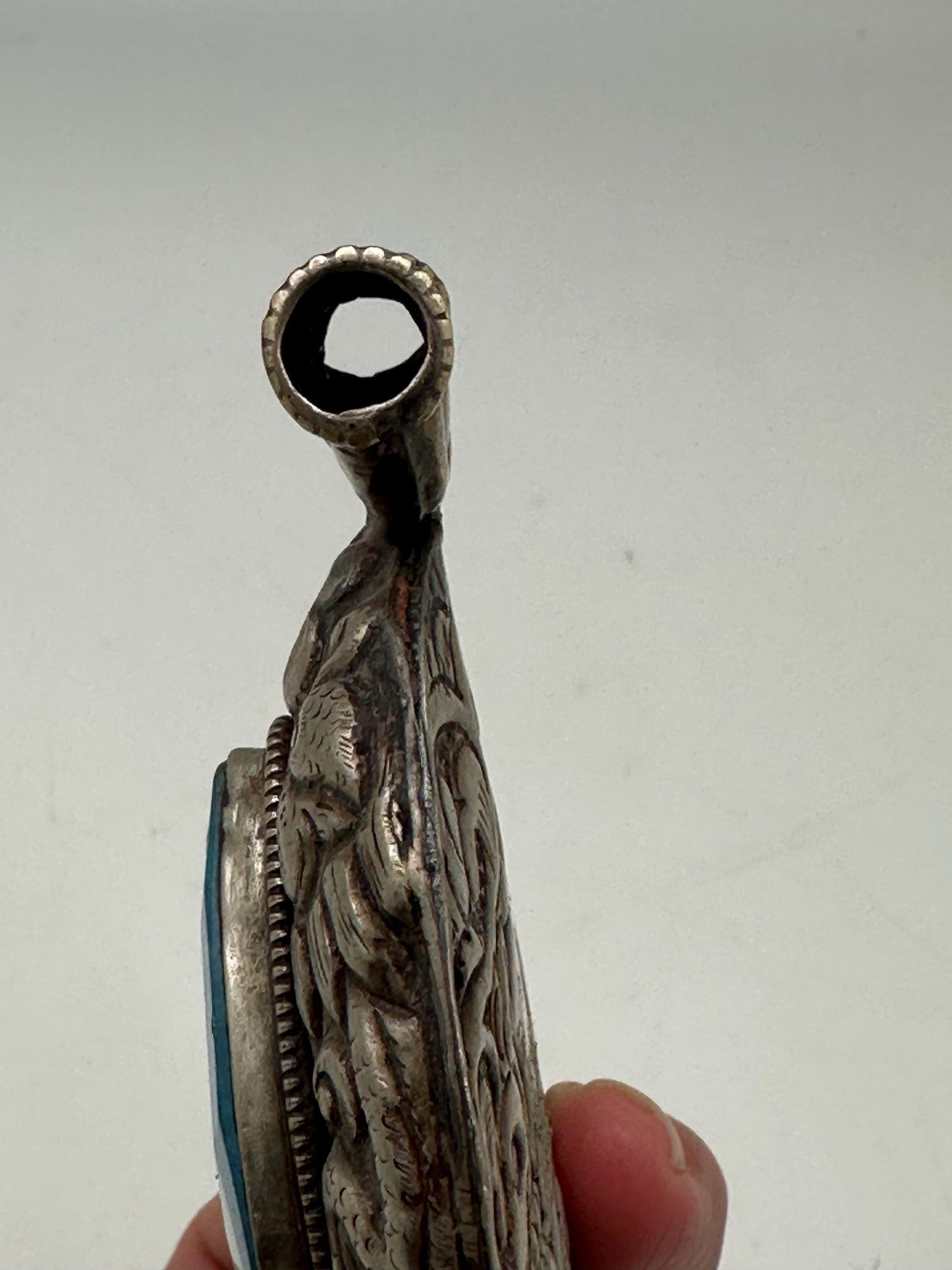 Large Blue stone pendant, handcrafted, Tibetan silver, dragon, ethnic style, Himalayan, Nepalese