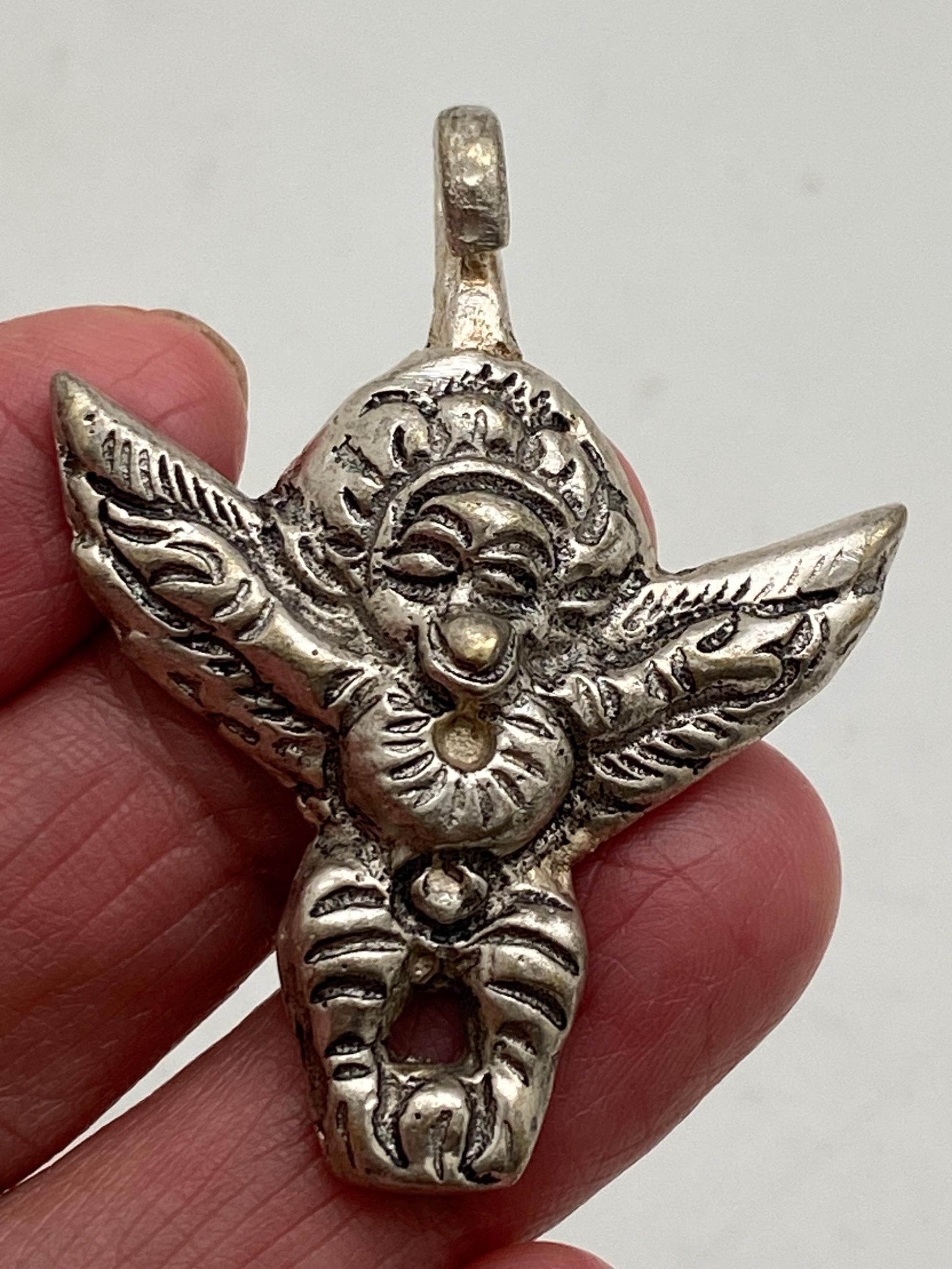Lord Garuda pendant, handcrafted, Tibetan silver, amulet, protection, Himalayan, Nepalese