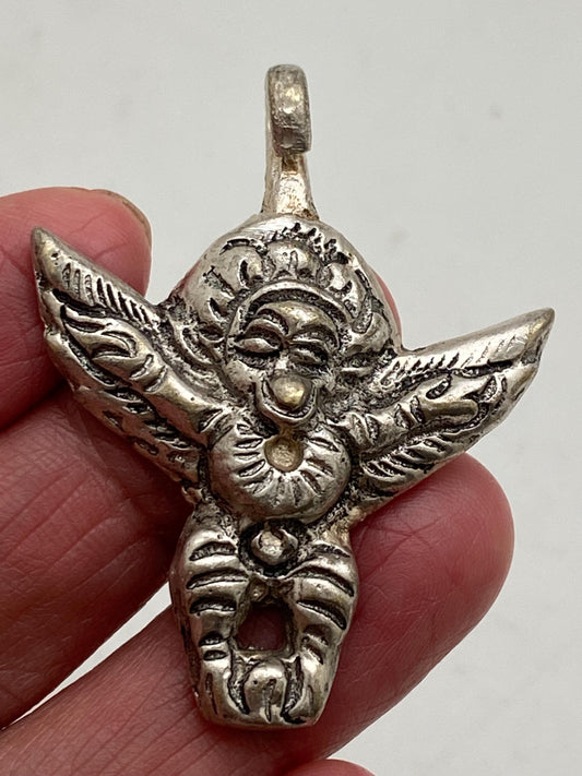 Lord Garuda pendant, handcrafted, Tibetan silver, amulet, protection, Himalayan, Nepalese