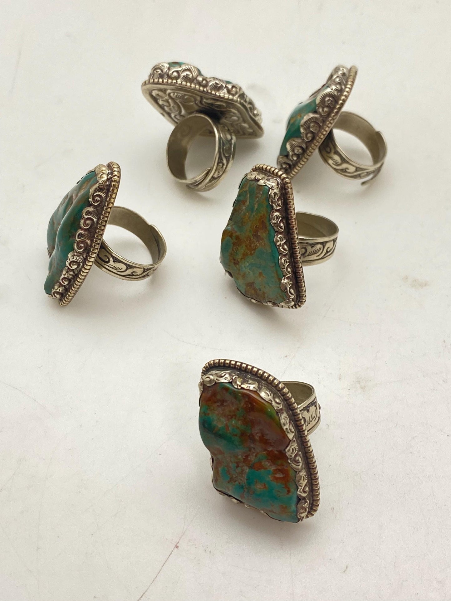Handcrafted Tibetan Turquoise Ring: Nepalese Silver Design
