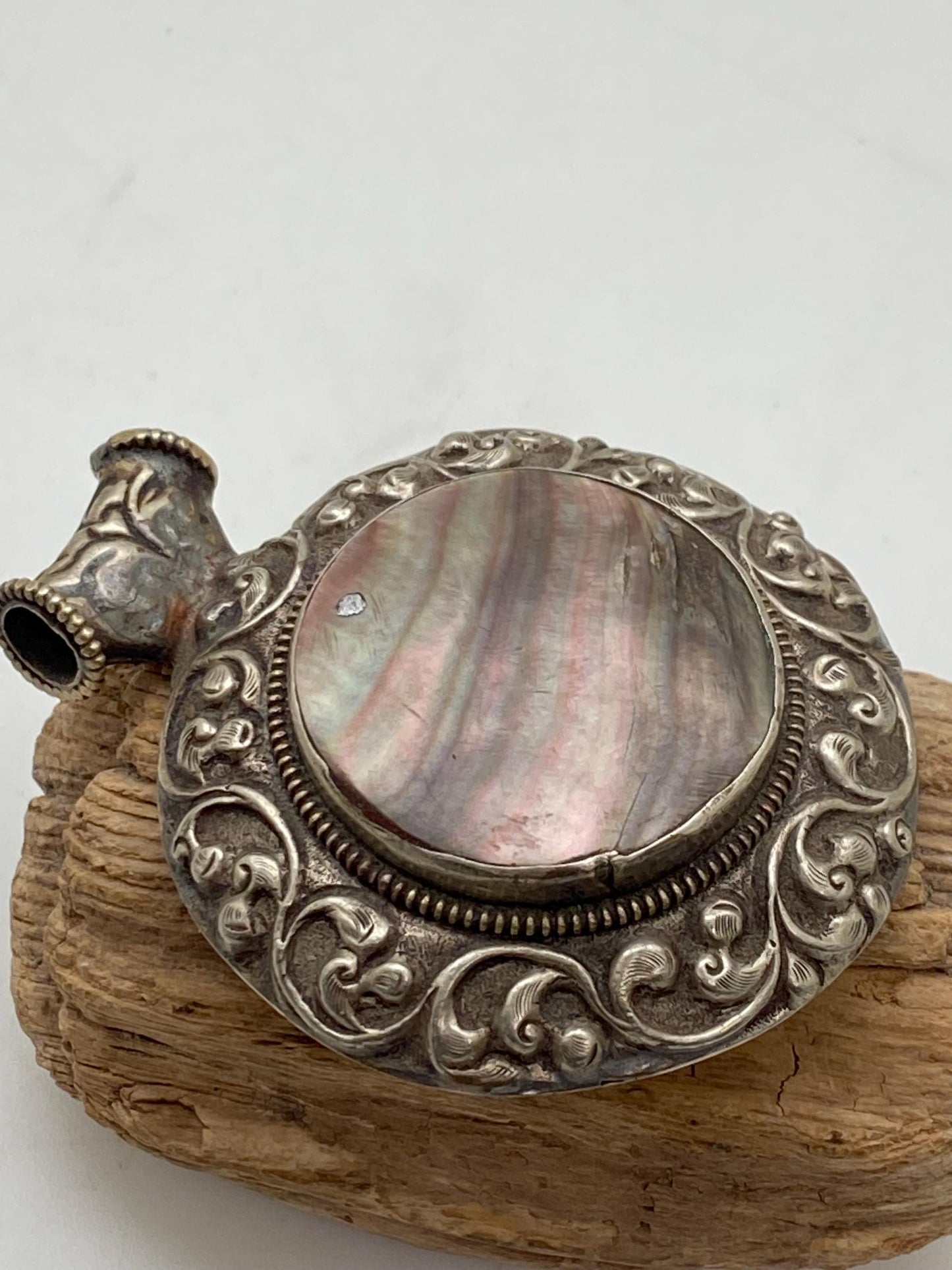 Large pendant,mother of pearl, Tibetan silver,ethnic style,Handcrafted,Himalayan, Nepalese