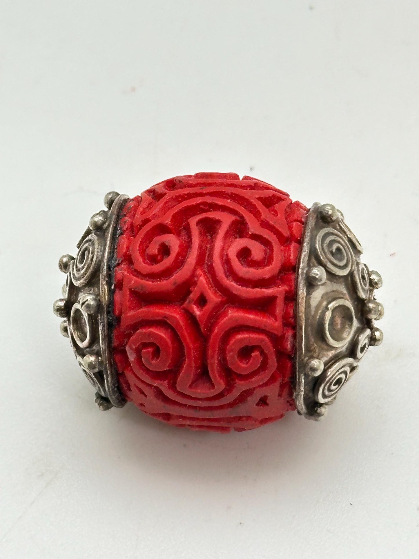 cinnabar bead, handcrafted,Tibetan silver,Nepalese