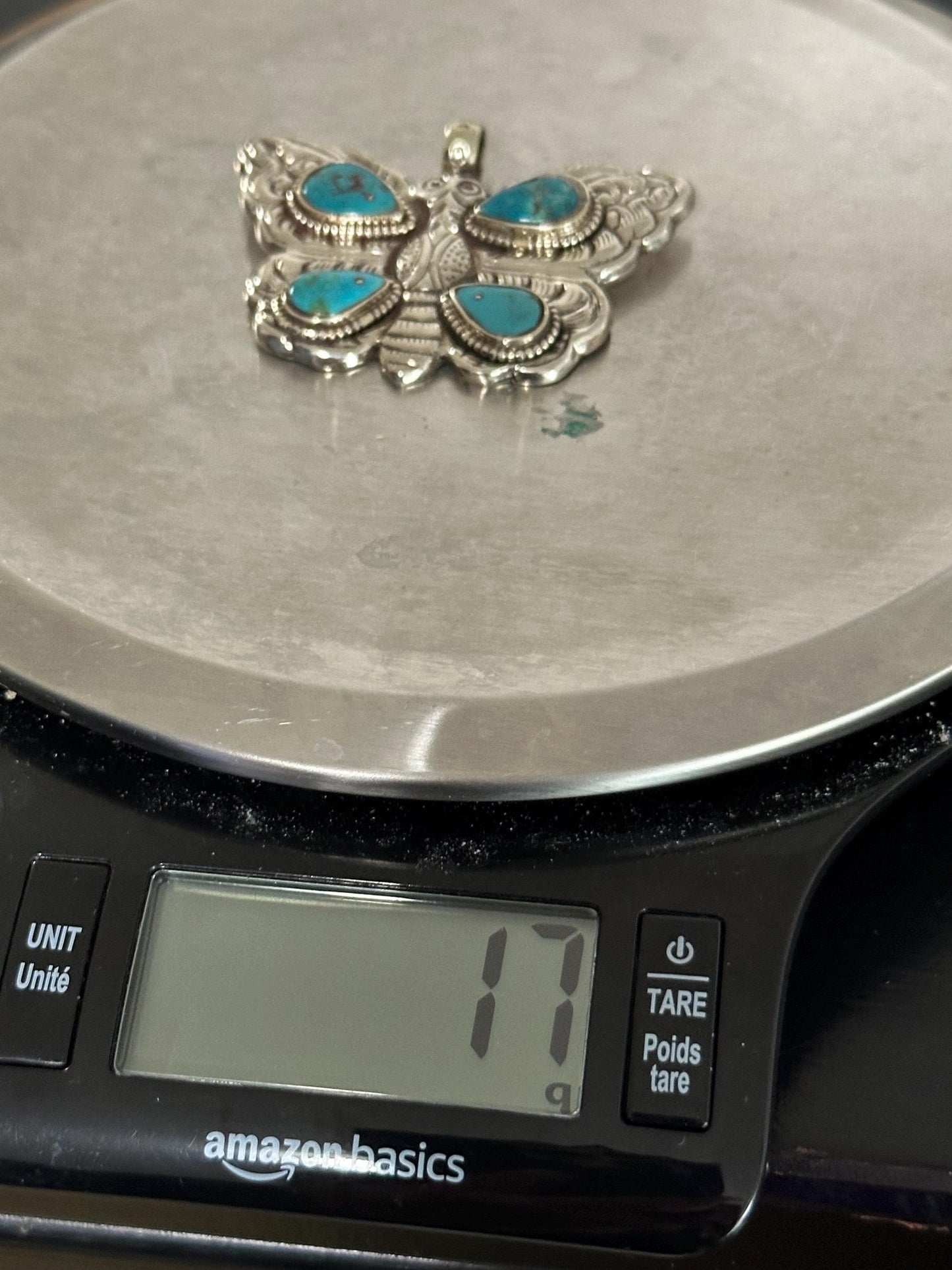 Handcrafted Turquoise Butterfly Pendant: Tibetan Silver, Nepalese Design