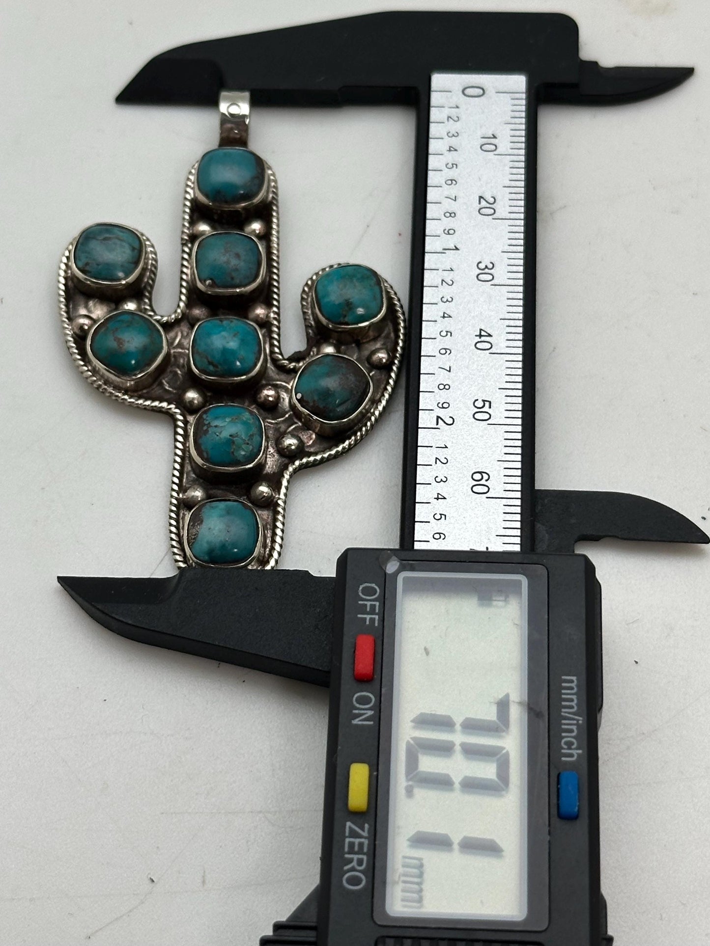 Cactus pendant, Turquoise pendant,Handcrafted , Tibetan silver, Nepalese