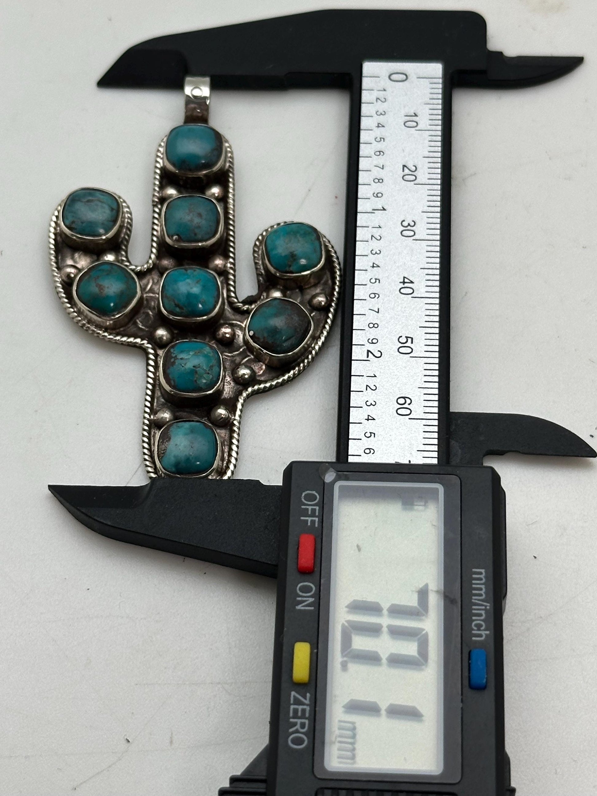 Cactus pendant, Turquoise pendant,Handcrafted , Tibetan silver, Nepalese