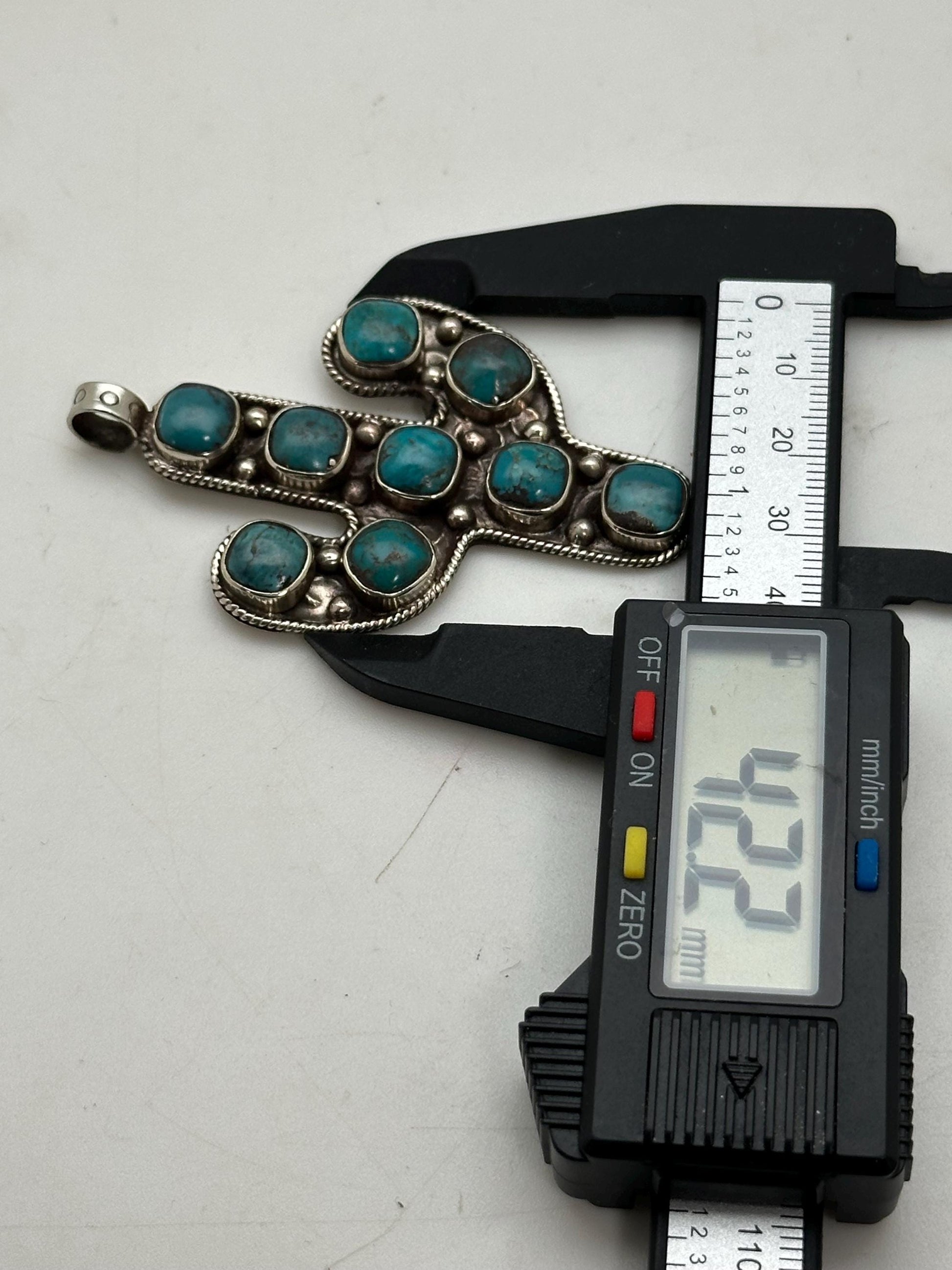 Cactus pendant, Turquoise pendant,Handcrafted , Tibetan silver, Nepalese