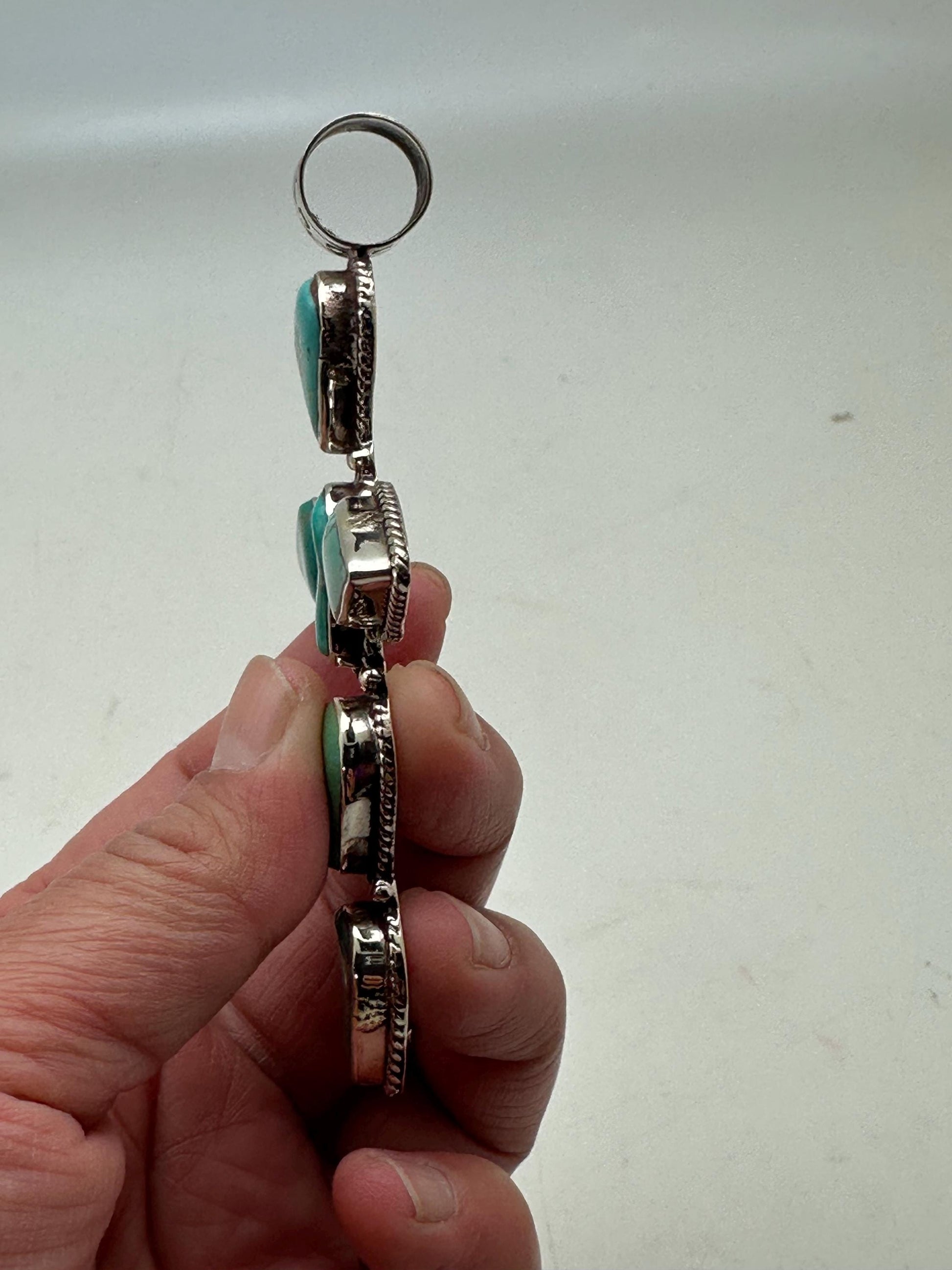 Turquoise Cross Pendant: Handcrafted Tibetan Silver, Nepal