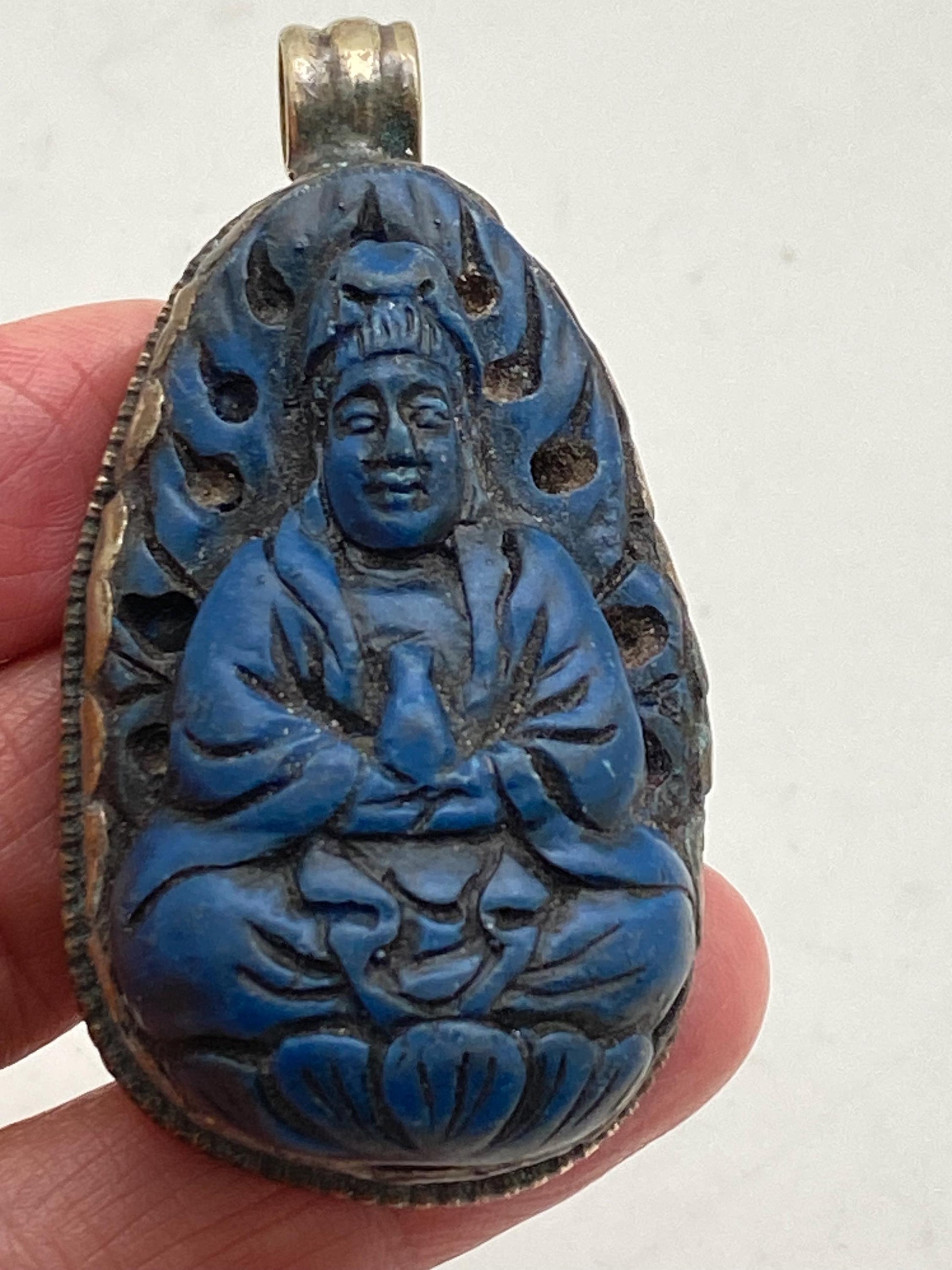 Buddha pendant, bone carved Buddha, handcrafted, Tibetan silver, Spiritual ,amulet ,Himalayan ,Nepalese