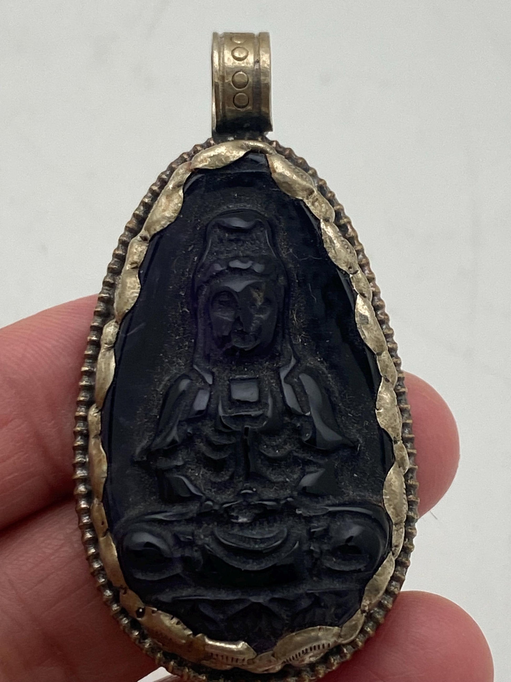 Amethyst Kwan Yin Pendant: Handcrafted Tibetan Silver, Nepalese