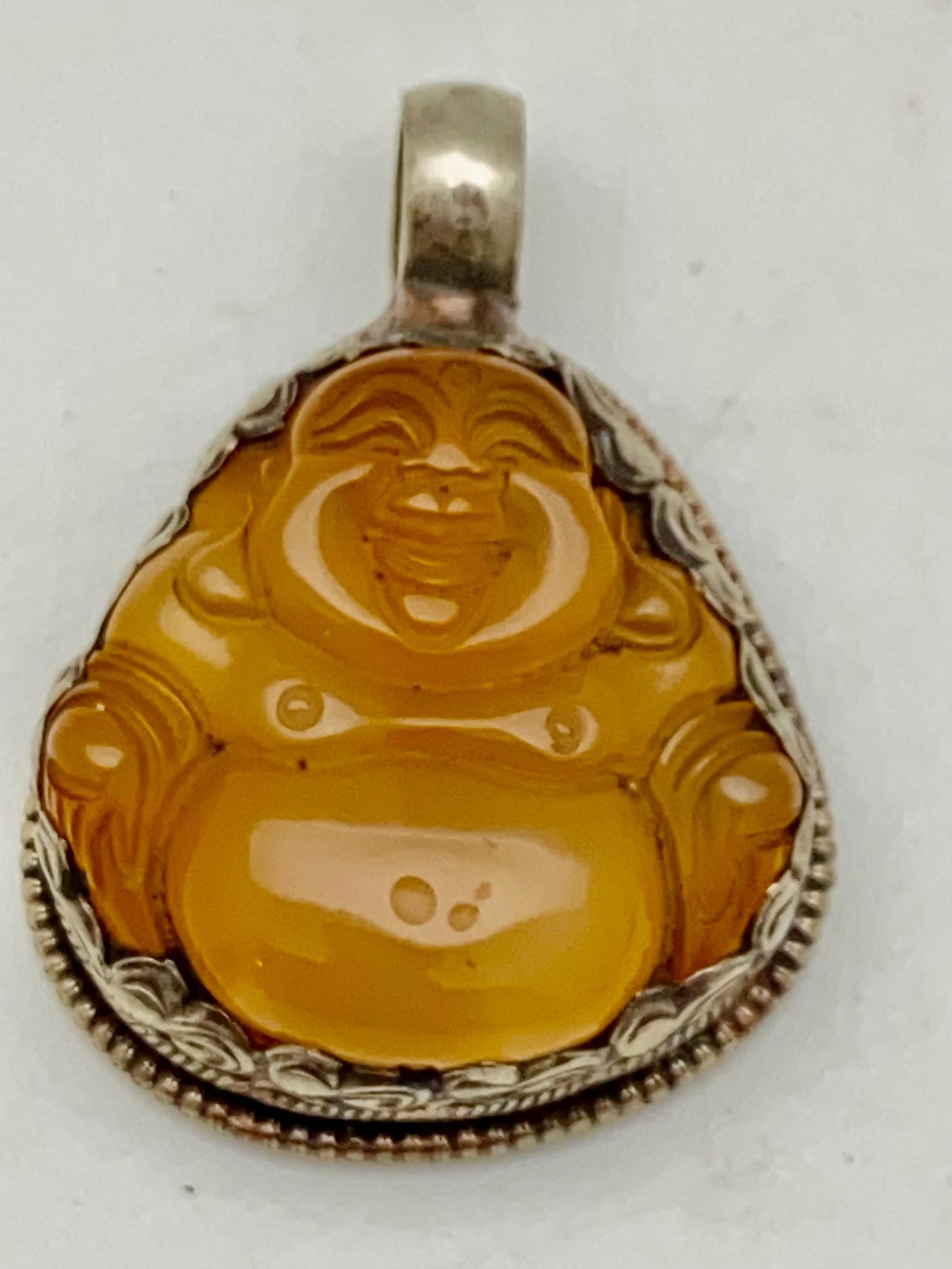 Happy Buddha,Laughing Buddha,Handcrafted, Tibetan silver,Carnilian,Lucky,prosperity,Nepalese