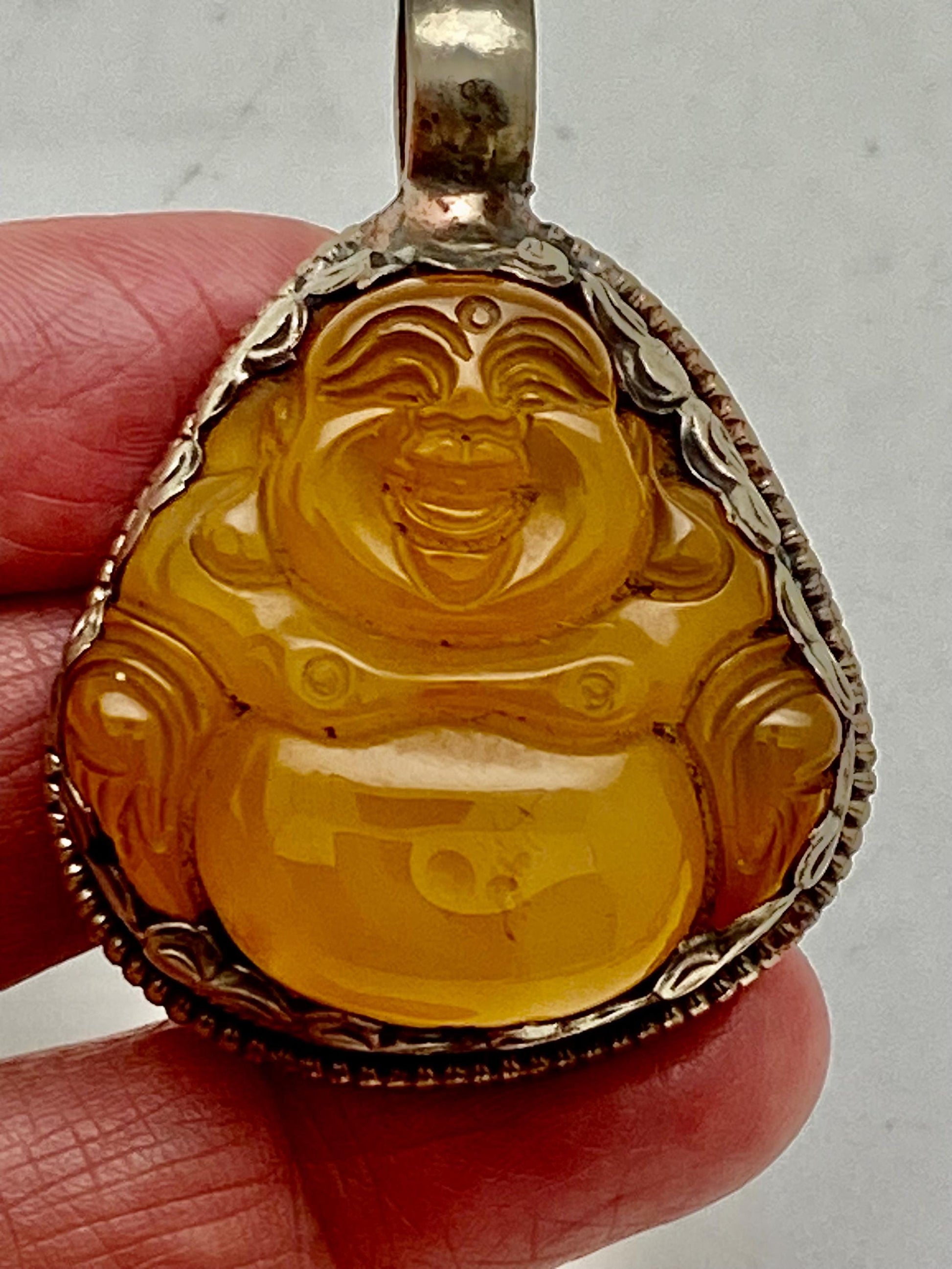 Happy Buddha,Laughing Buddha,Handcrafted, Tibetan silver,Carnilian,Lucky,prosperity,Nepalese