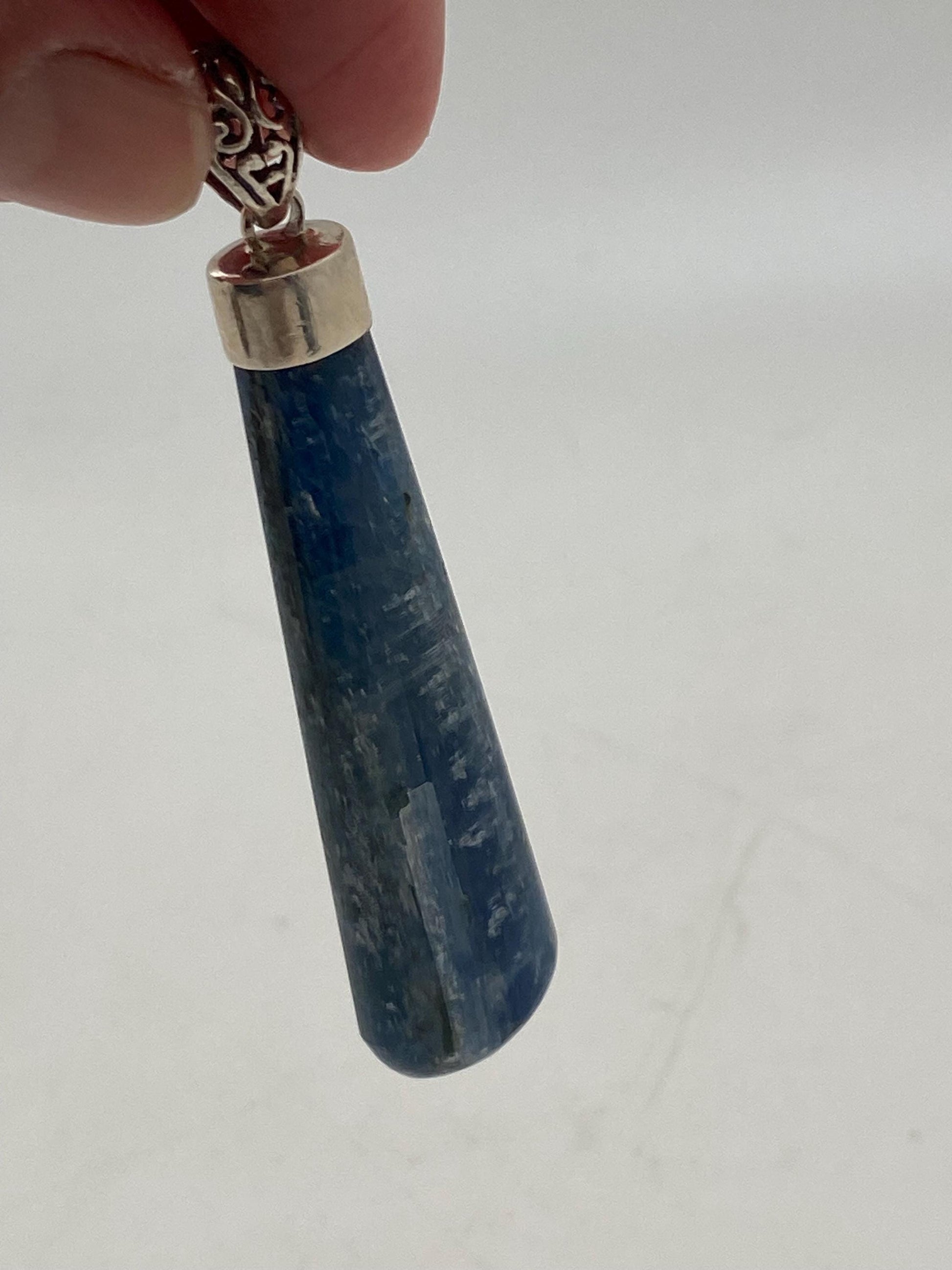 kyanite pendant, handcrafted, sterling silver,Nepalese,kynite carved