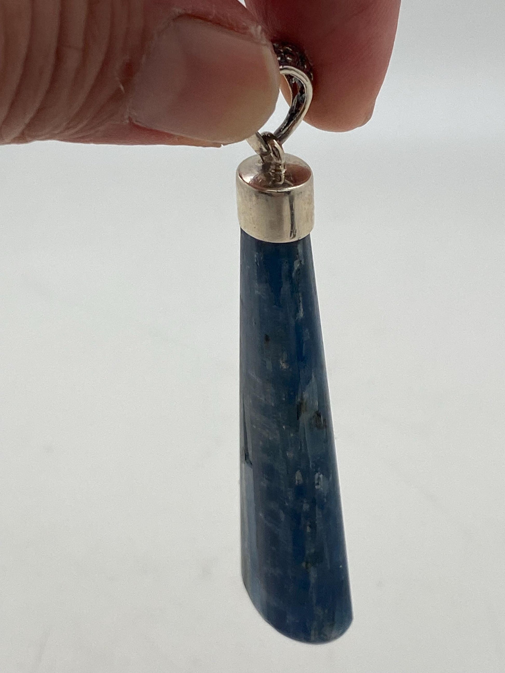 kyanite pendant, handcrafted, sterling silver,Nepalese,kynite carved