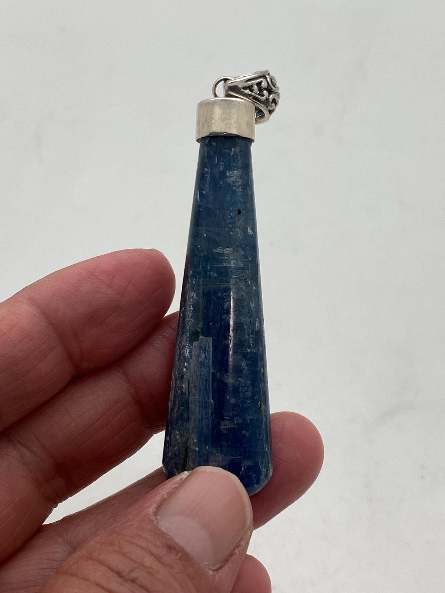kyanite pendant, handcrafted, sterling silver,Nepalese,kynite carved