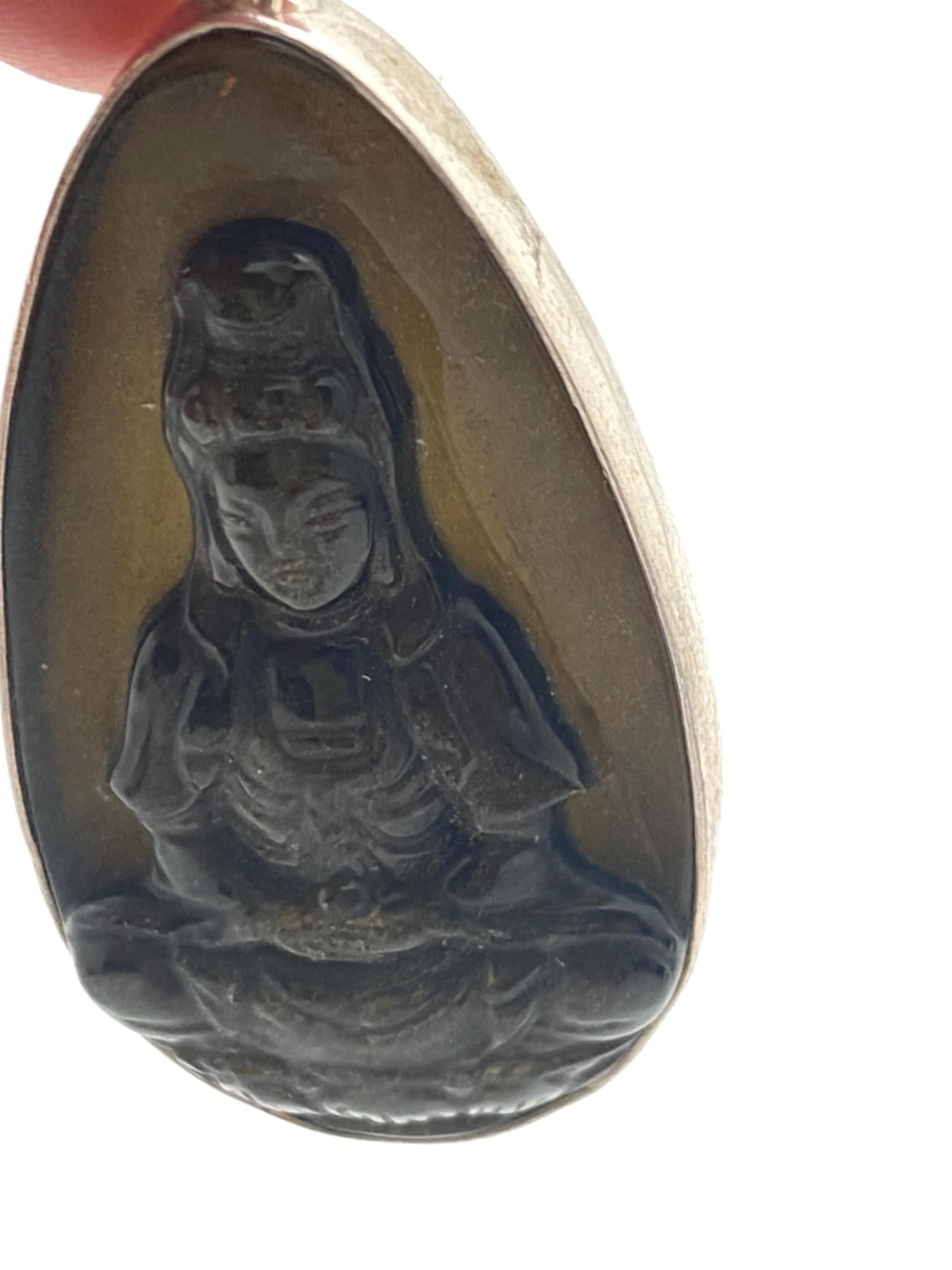 Handcrafted Sterling Silver Quan Yin Pendant: Nepalese God of Compassion