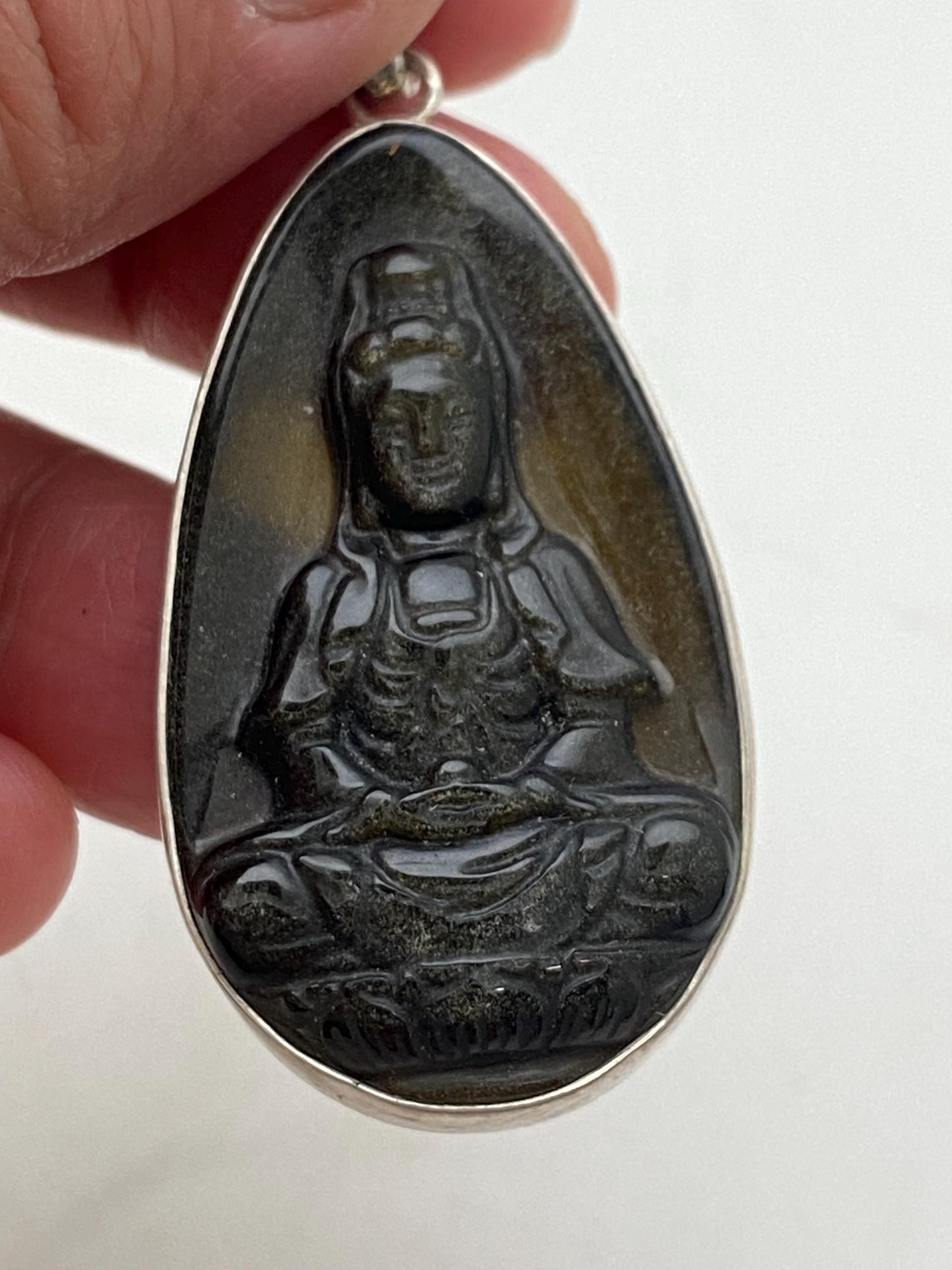 Handcrafted Sterling Silver Quan Yin Pendant: Nepalese God of Compassion