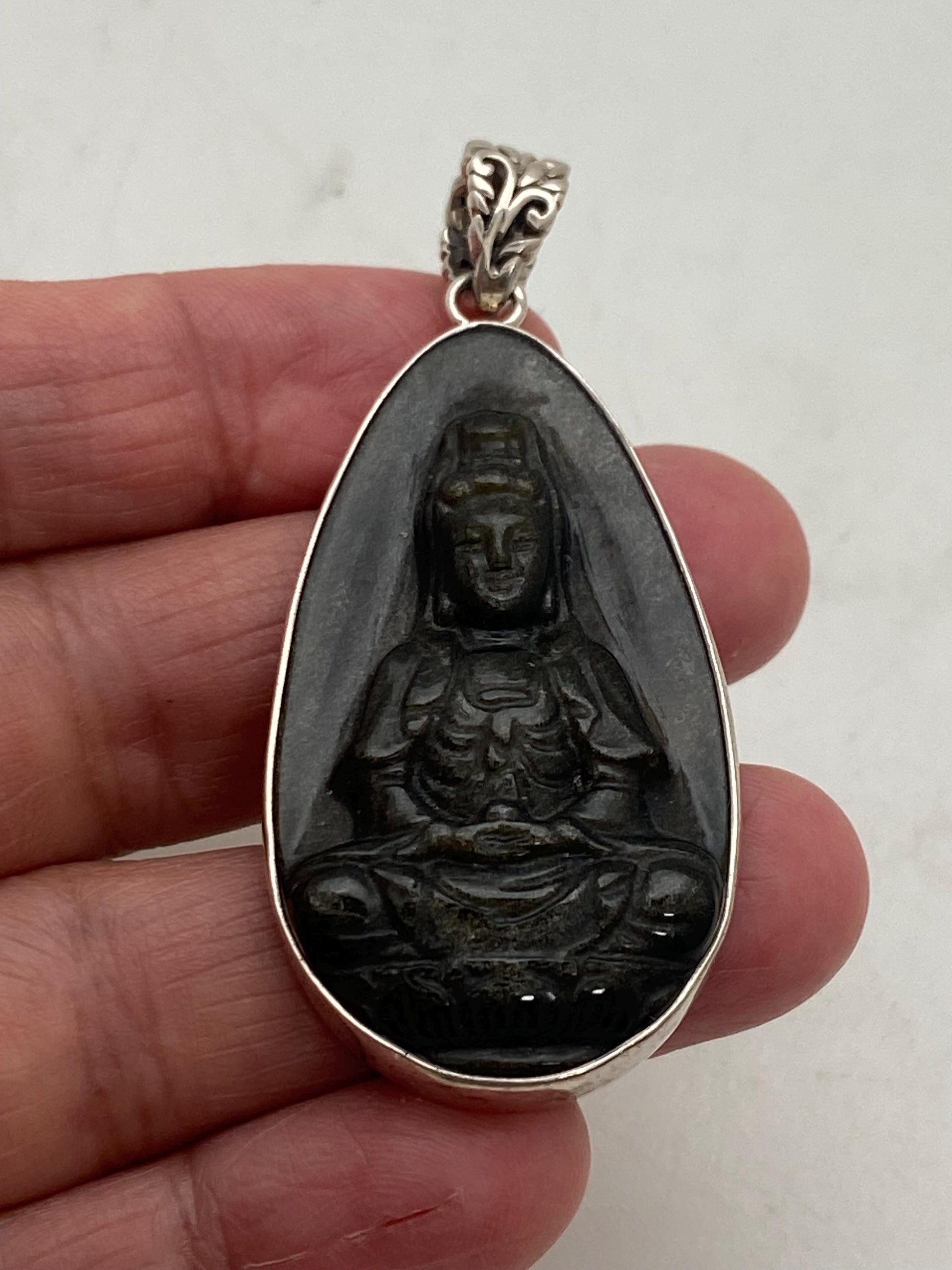 Handcrafted Sterling Silver Quan Yin Pendant: Nepalese God of Compassion