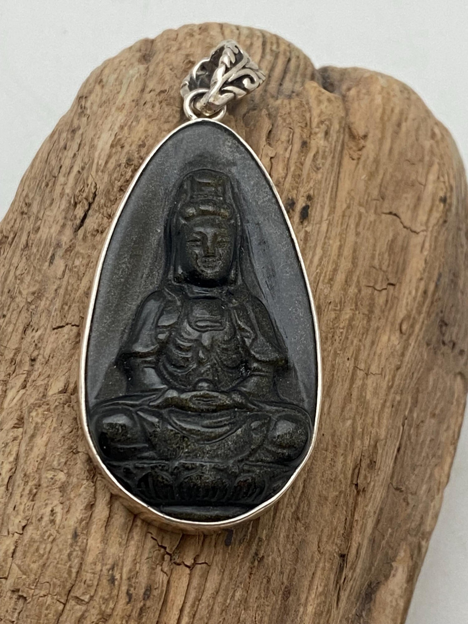 Handcrafted Sterling Silver Quan Yin Pendant: Nepalese God of Compassion