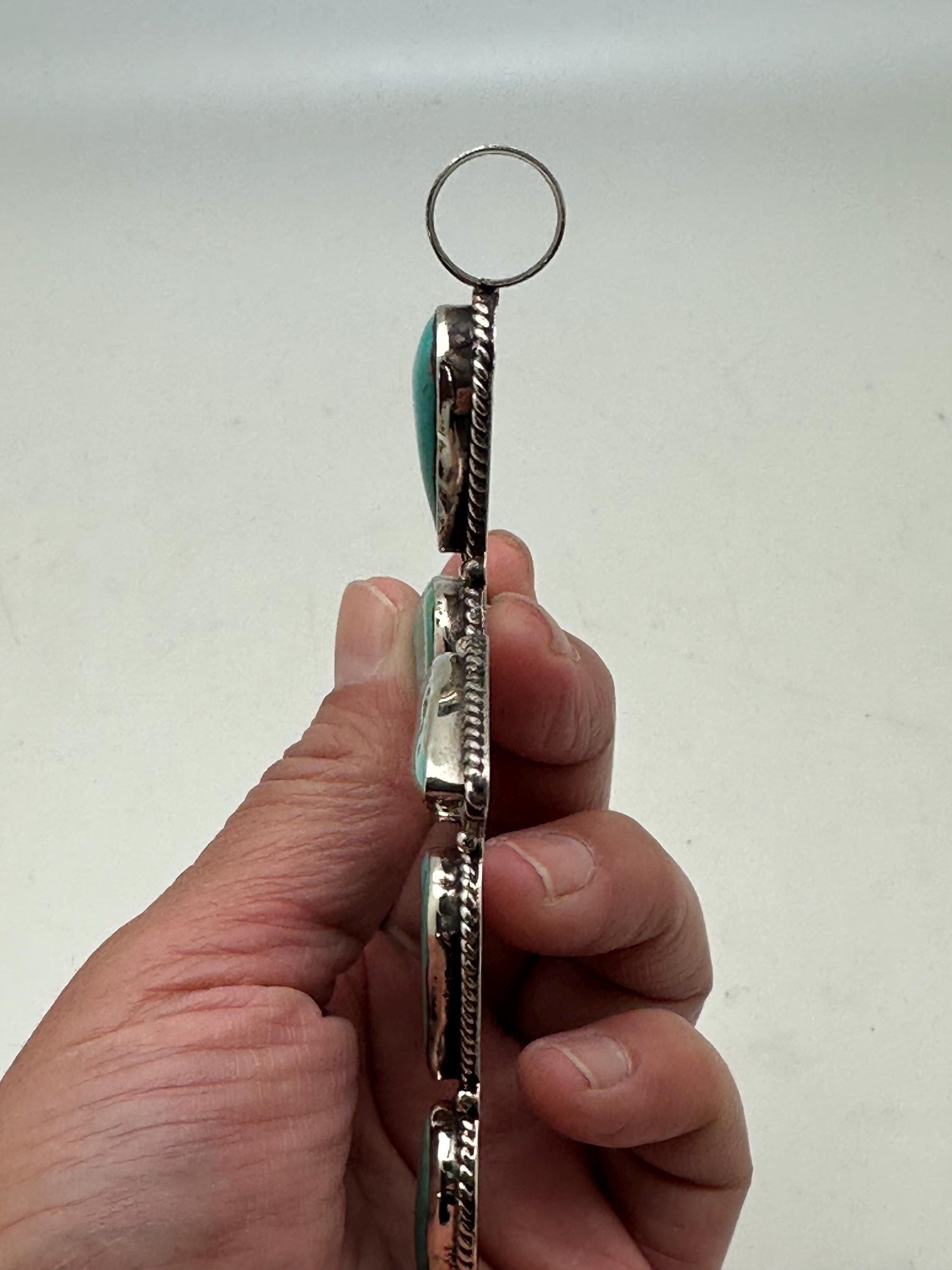 Turquoise cross pendant,Large pendant, handcrafted, Tibetan silver, Himalayan, Nepalese