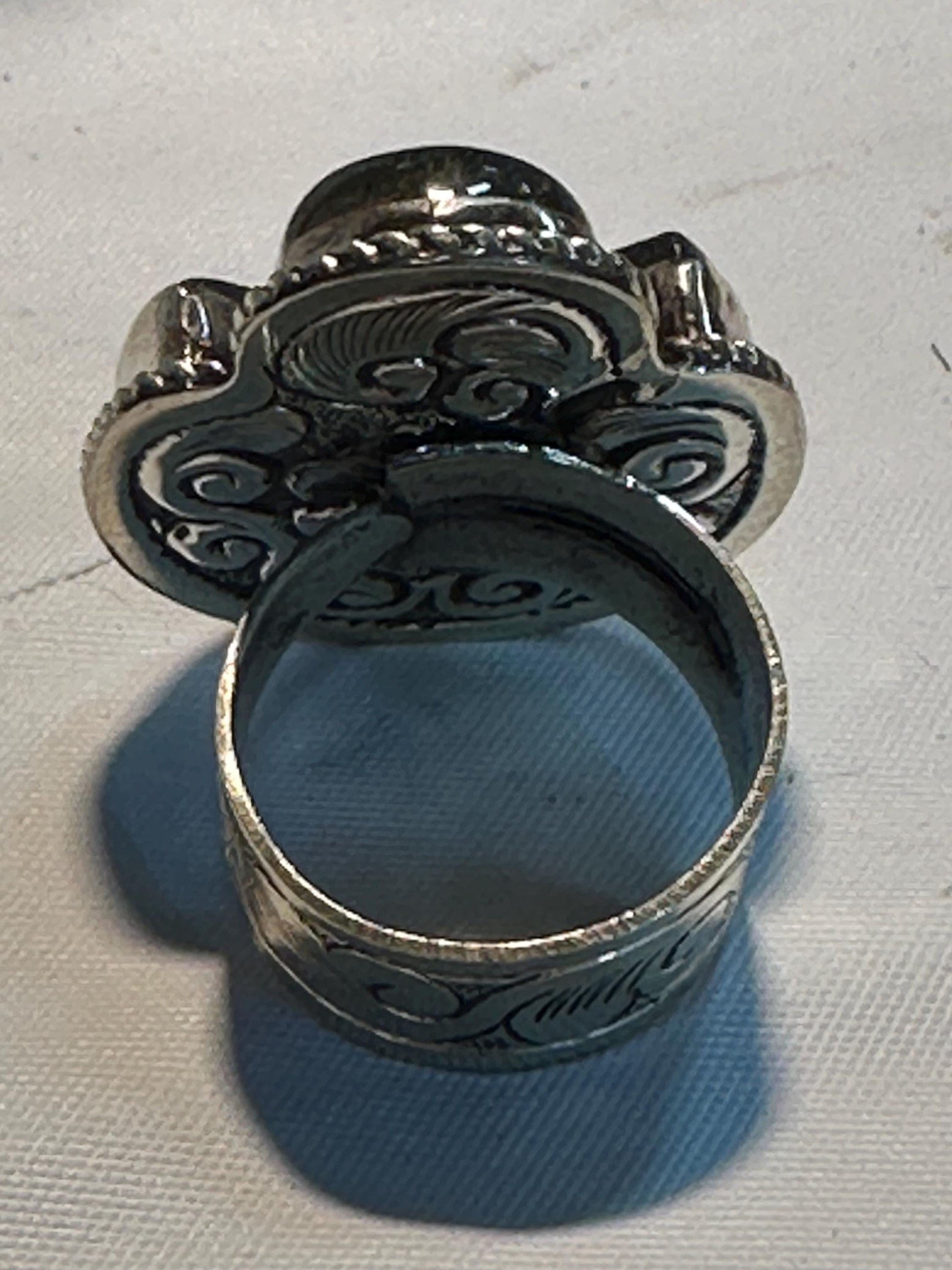 Labradorite ring,half moon ring,set with labradorite Tibetan silver ,adjustable , handcrafted,ethnic style Nepalese