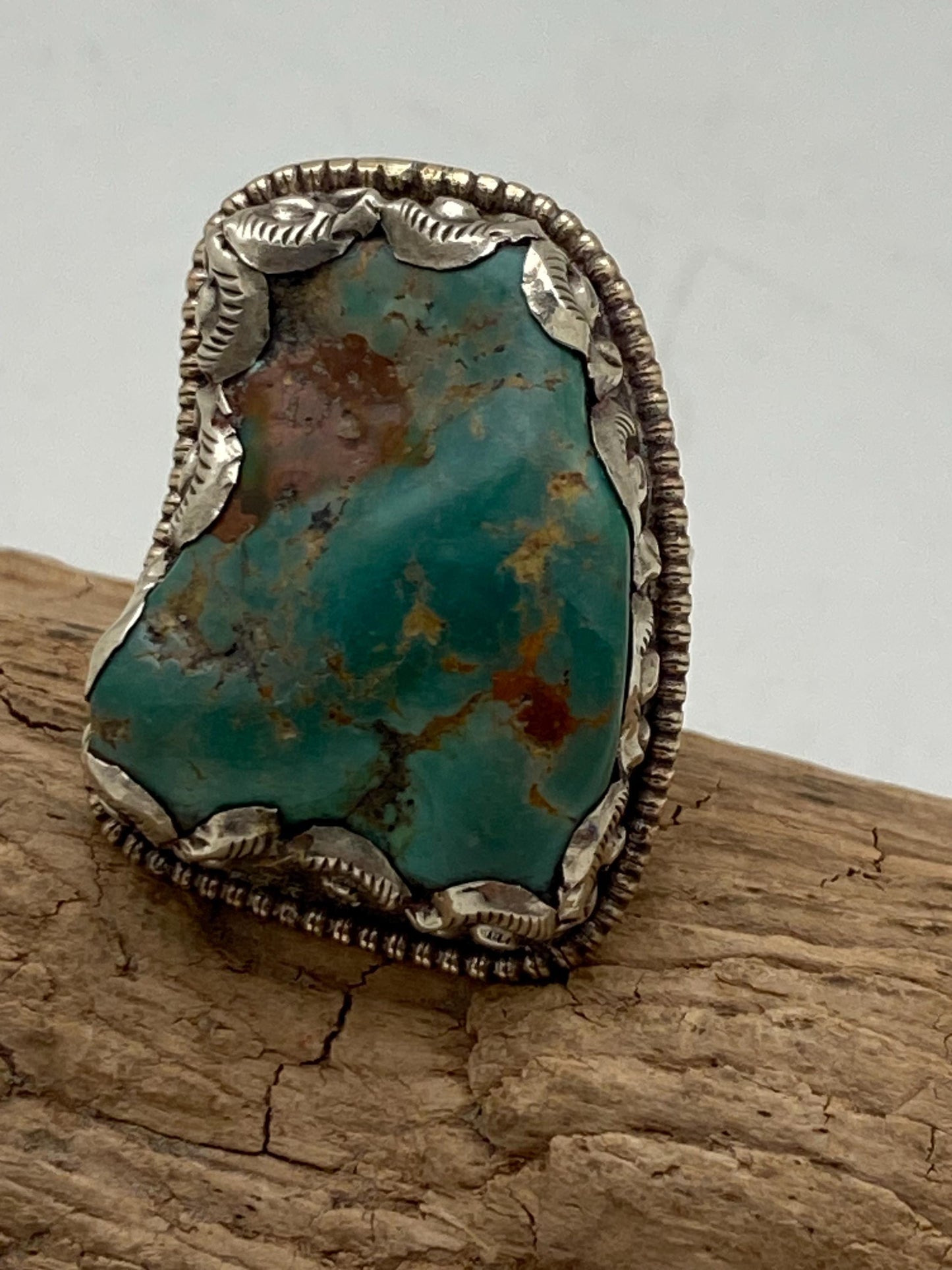 Handcrafted Tibetan Turquoise Ring: Nepalese Silver Design