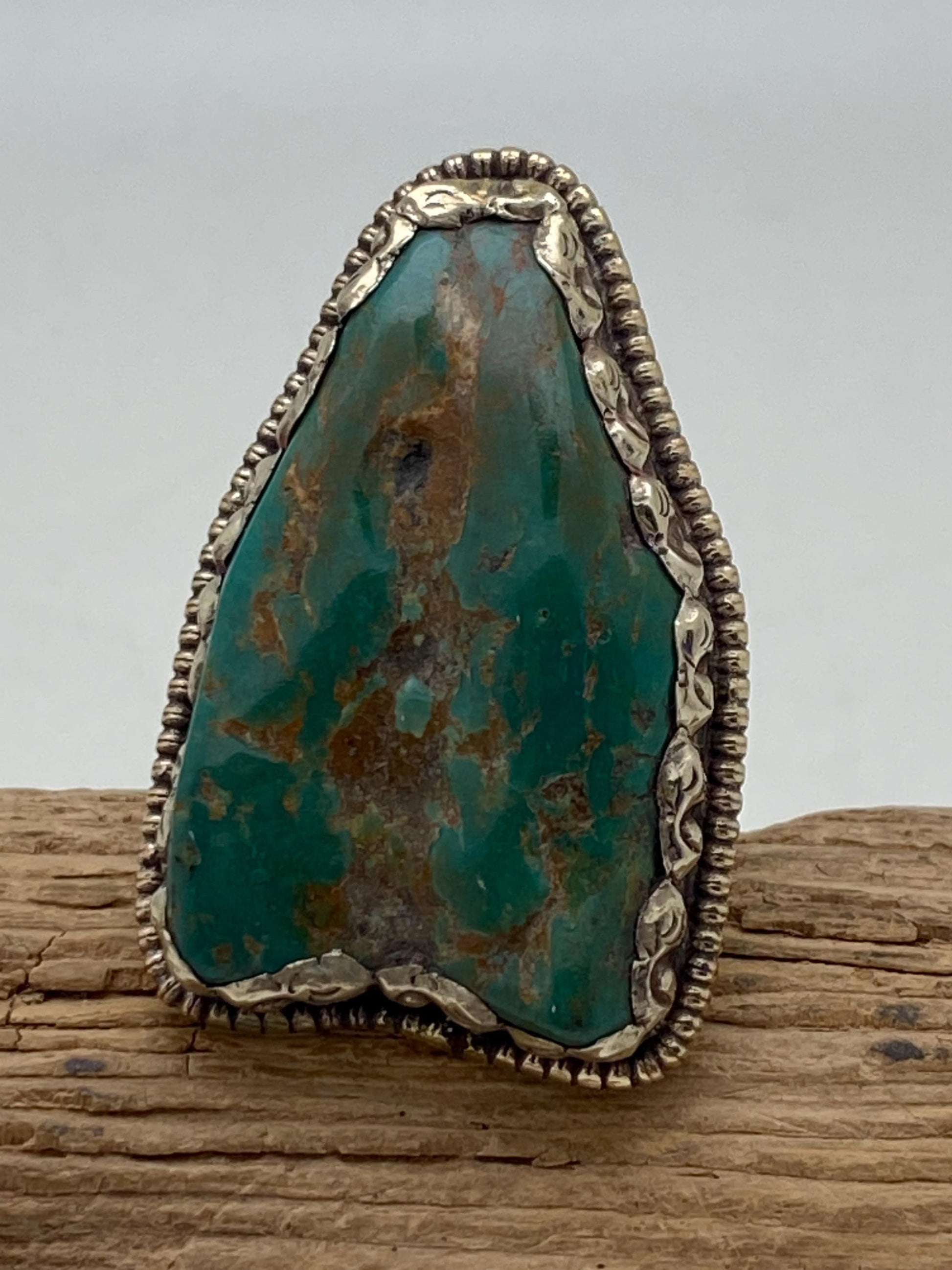 Handcrafted Tibetan Turquoise Ring: Nepalese Silver Design