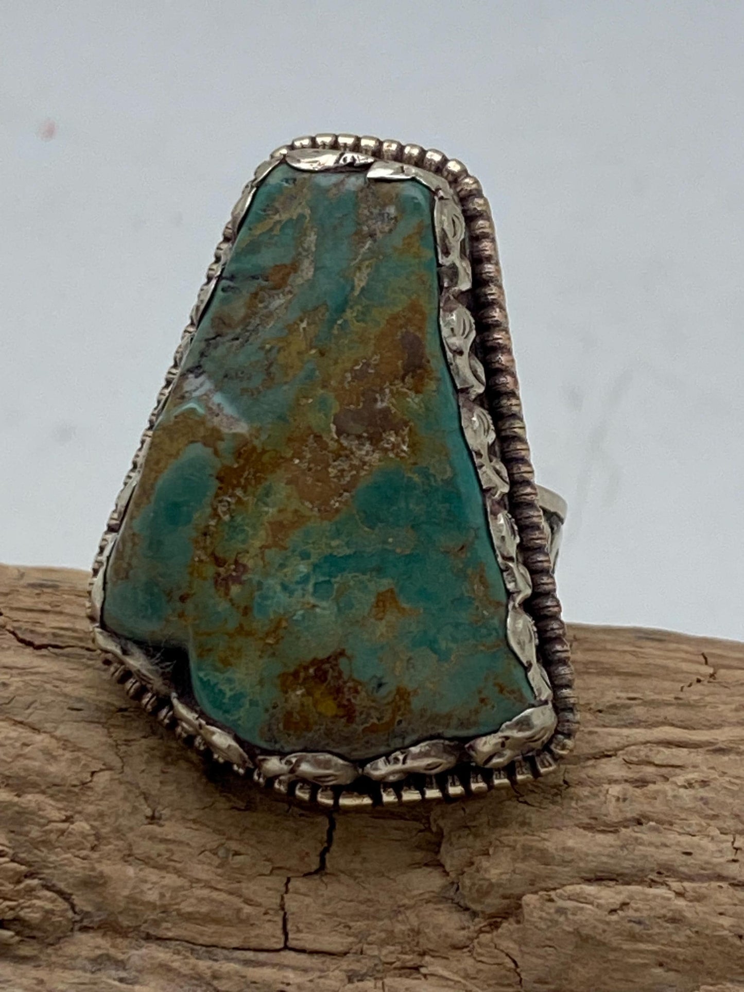 Handcrafted Tibetan Turquoise Ring: Nepalese Silver Design