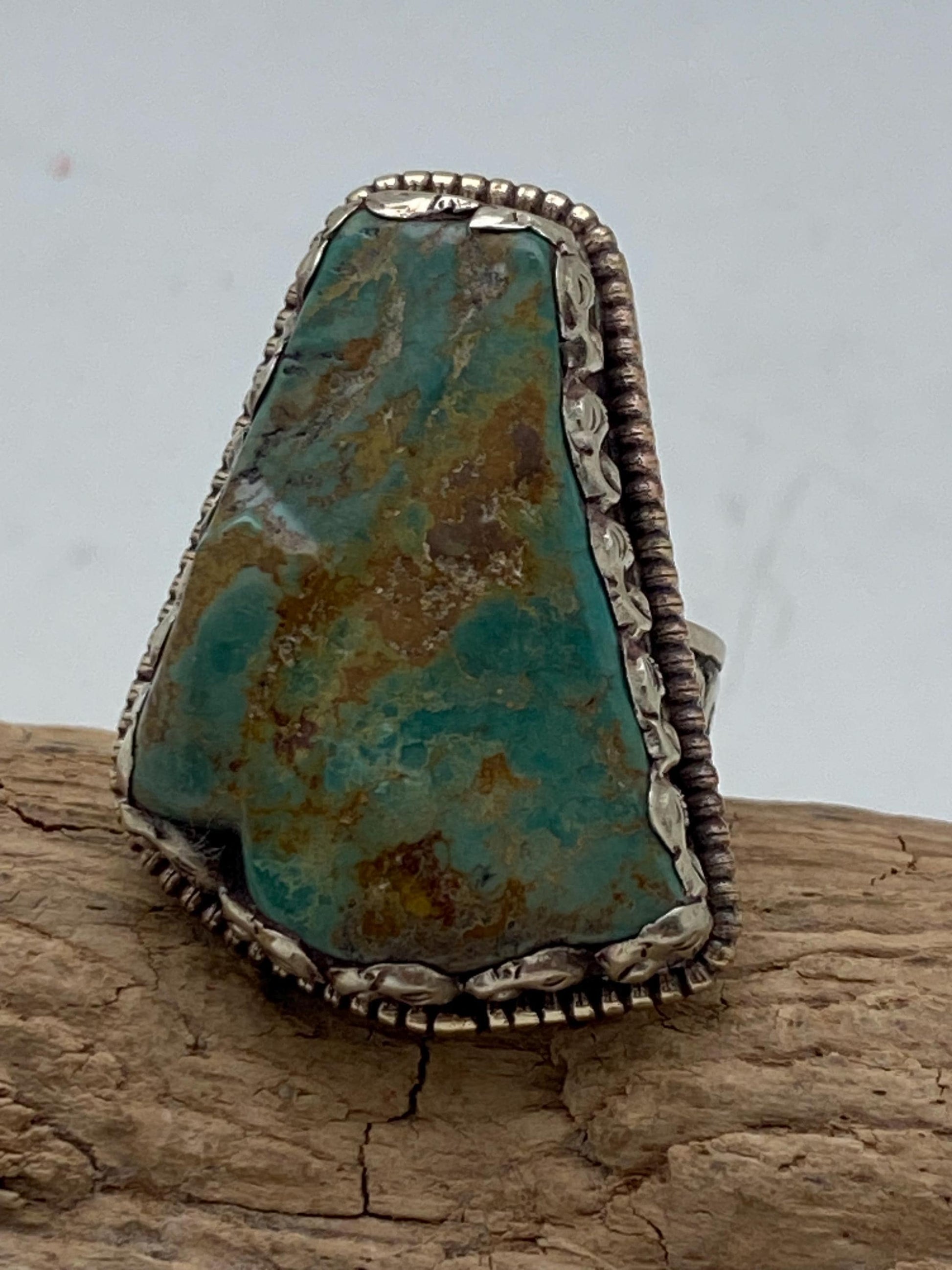 Handcrafted Tibetan Turquoise Ring: Nepalese Silver Design