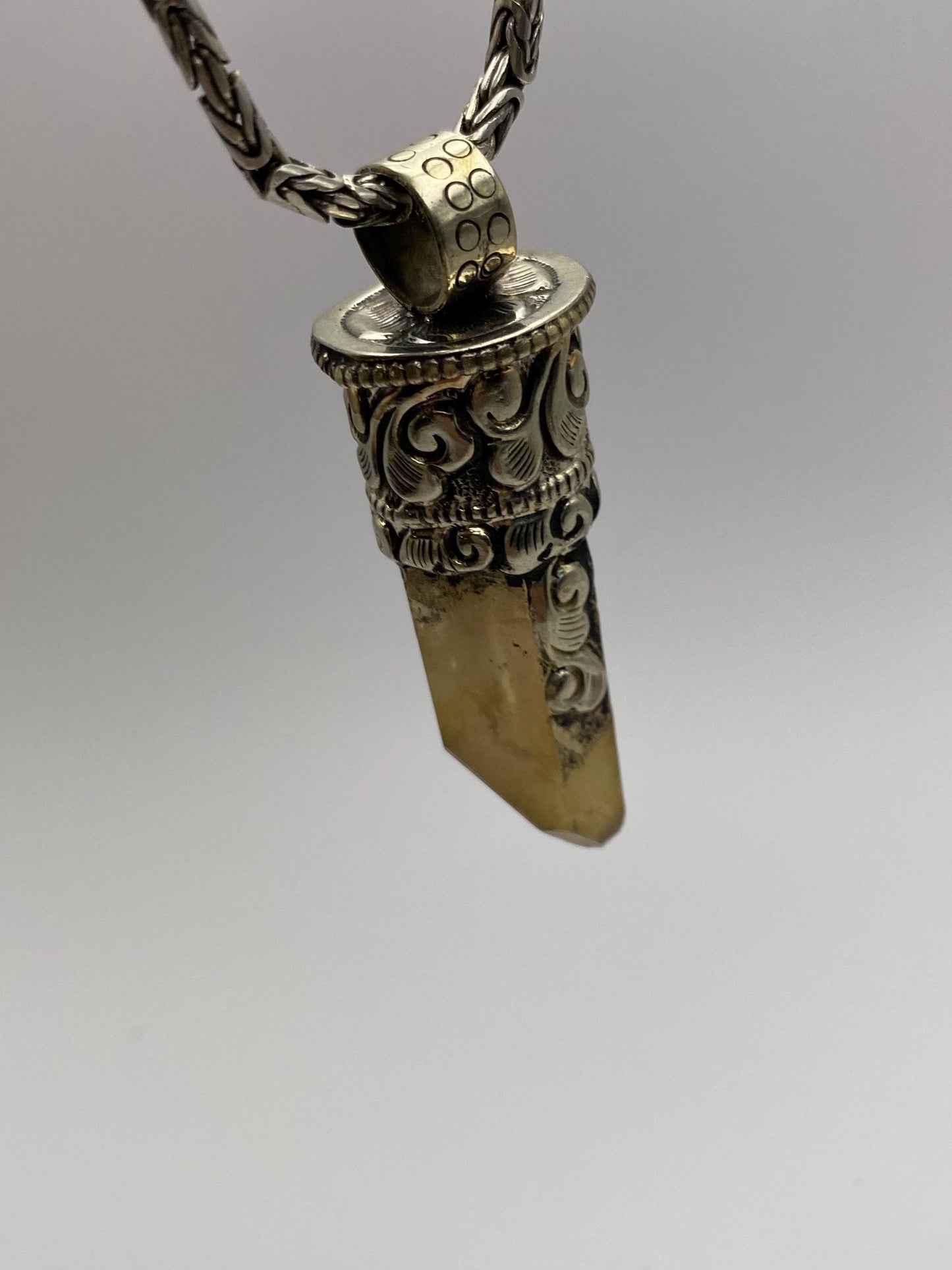 citrine point pendant, handcrafted,Tibetan silver,ethnic style,Nepalese