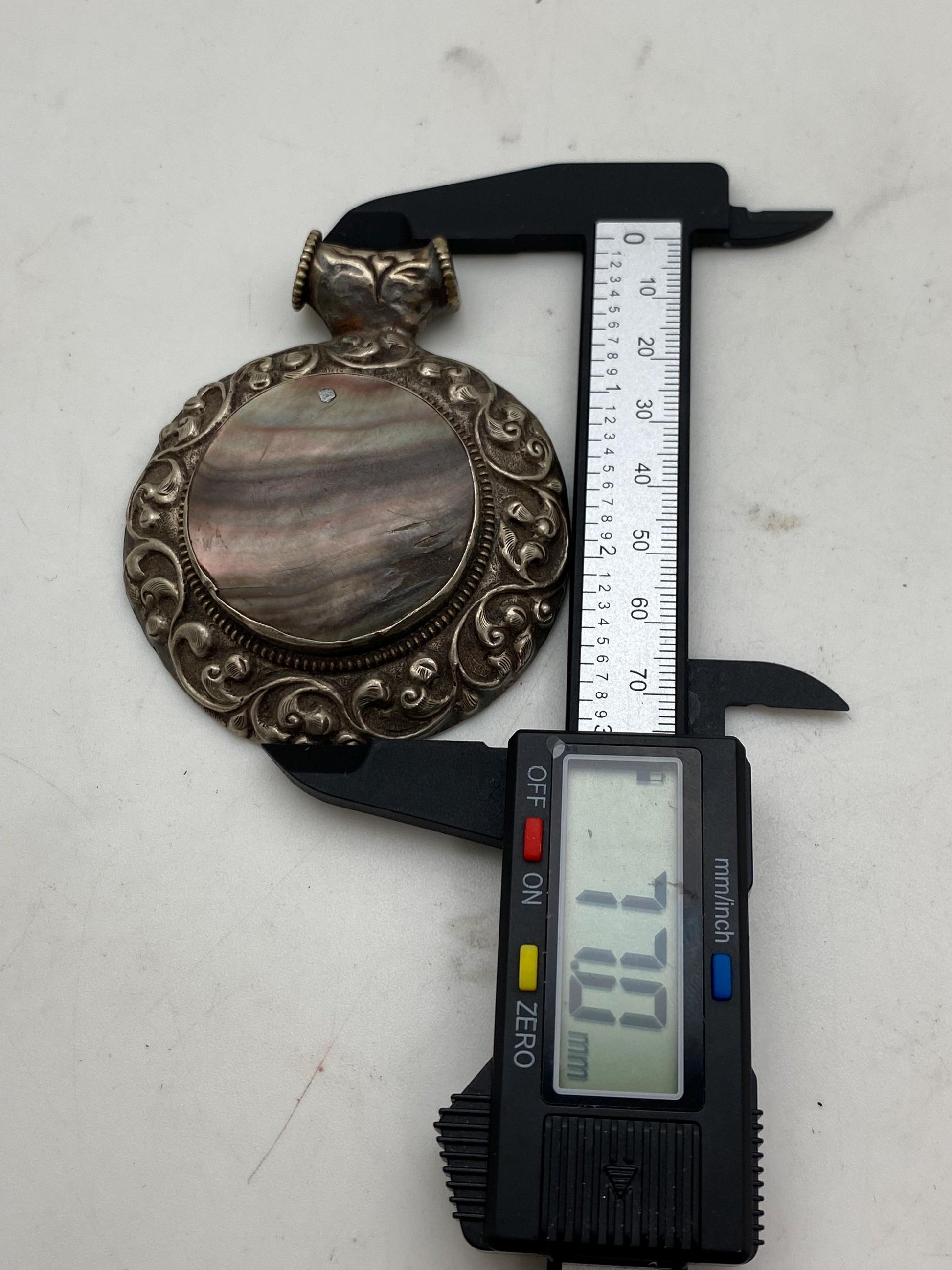 Large pendant,mother of pearl, Tibetan silver,ethnic style,Handcrafted,Himalayan, Nepalese