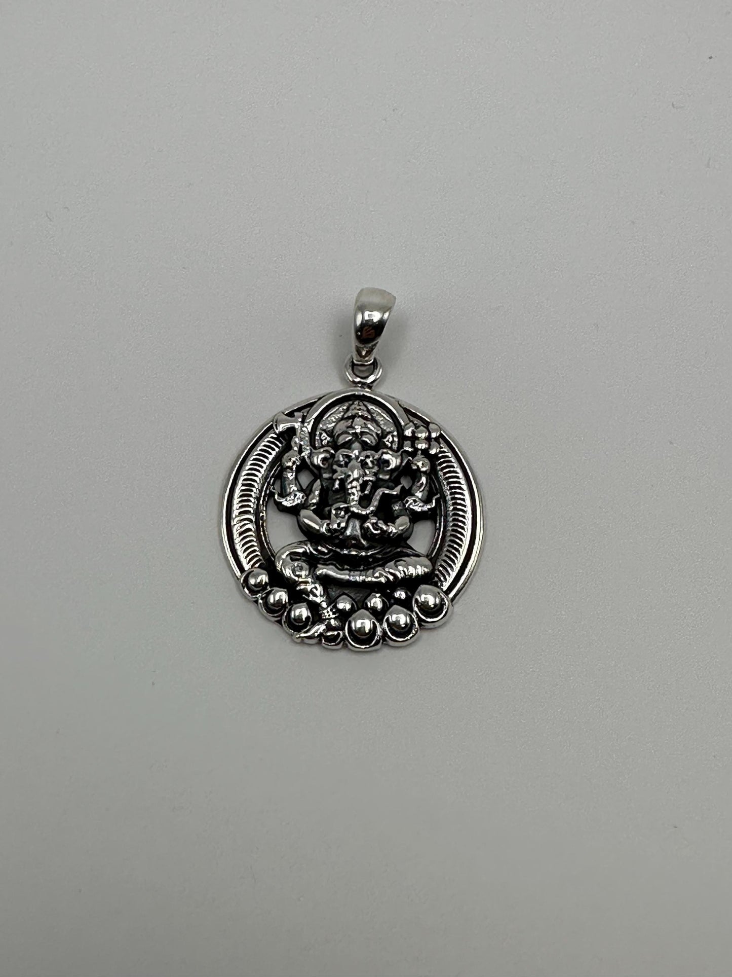 Sterling Silver Ganesh Pendant: Carved Amulet Charm