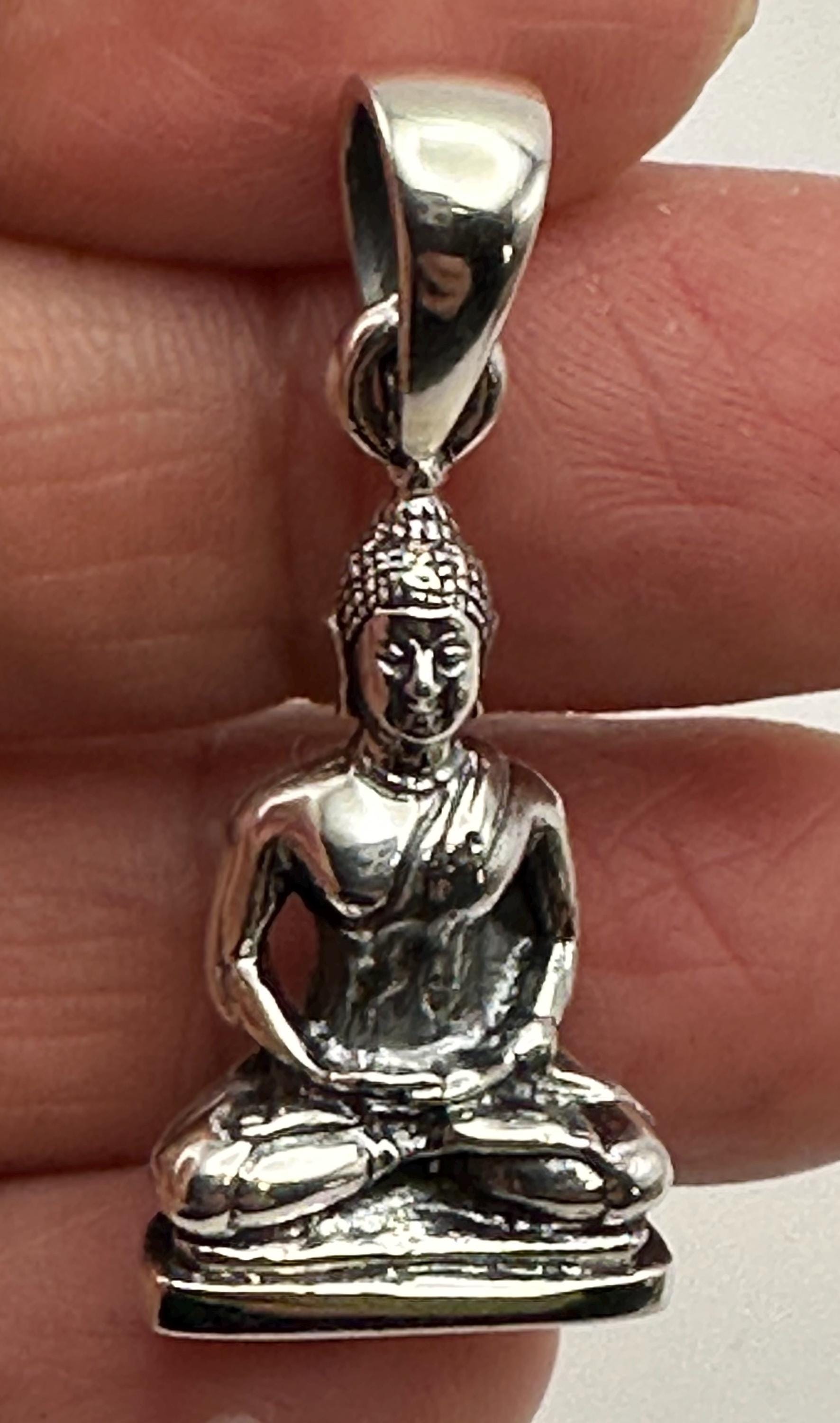 Buddha pendant, silver Shakyamuni Boddhisatva, amulet,spiritual,wisdom,meditation,inner calm,peace