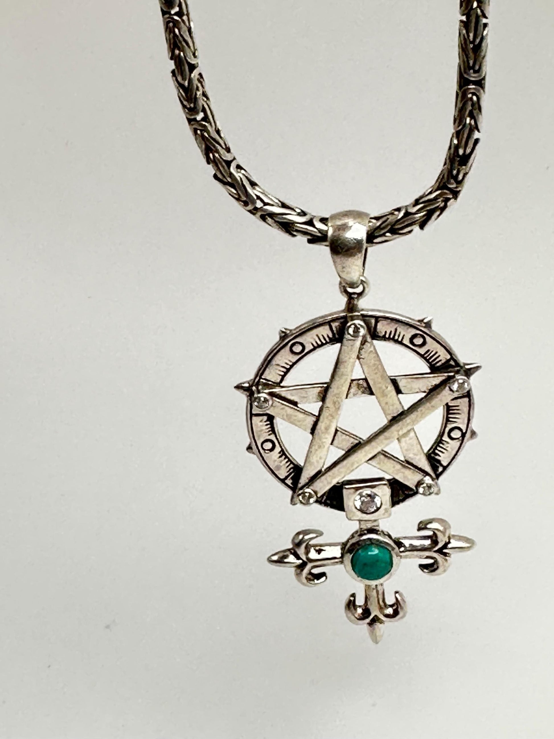 sterling silver, pentagram,cross,gem stone,turquoise