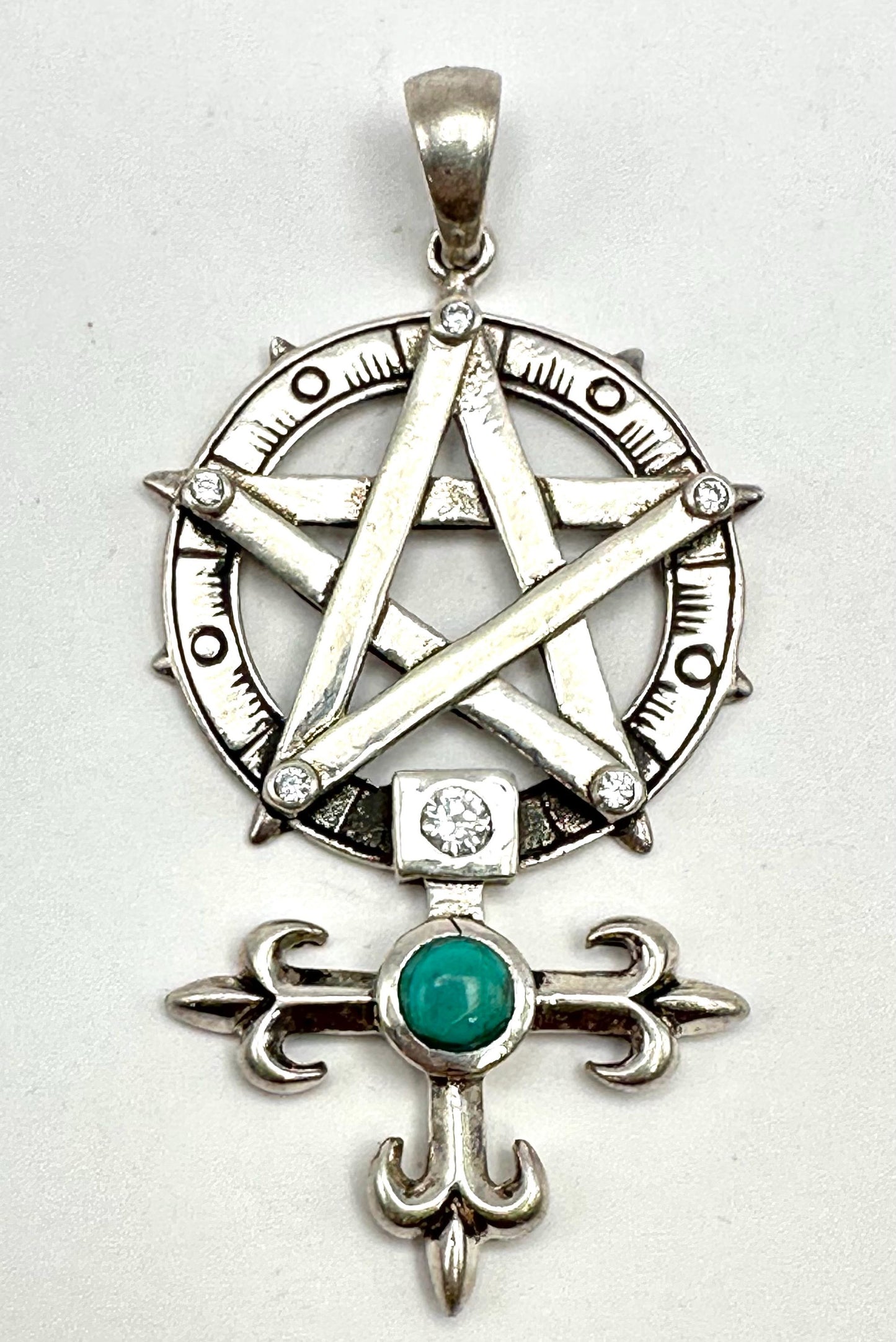 sterling silver, pentagram,cross,gem stone,turquoise
